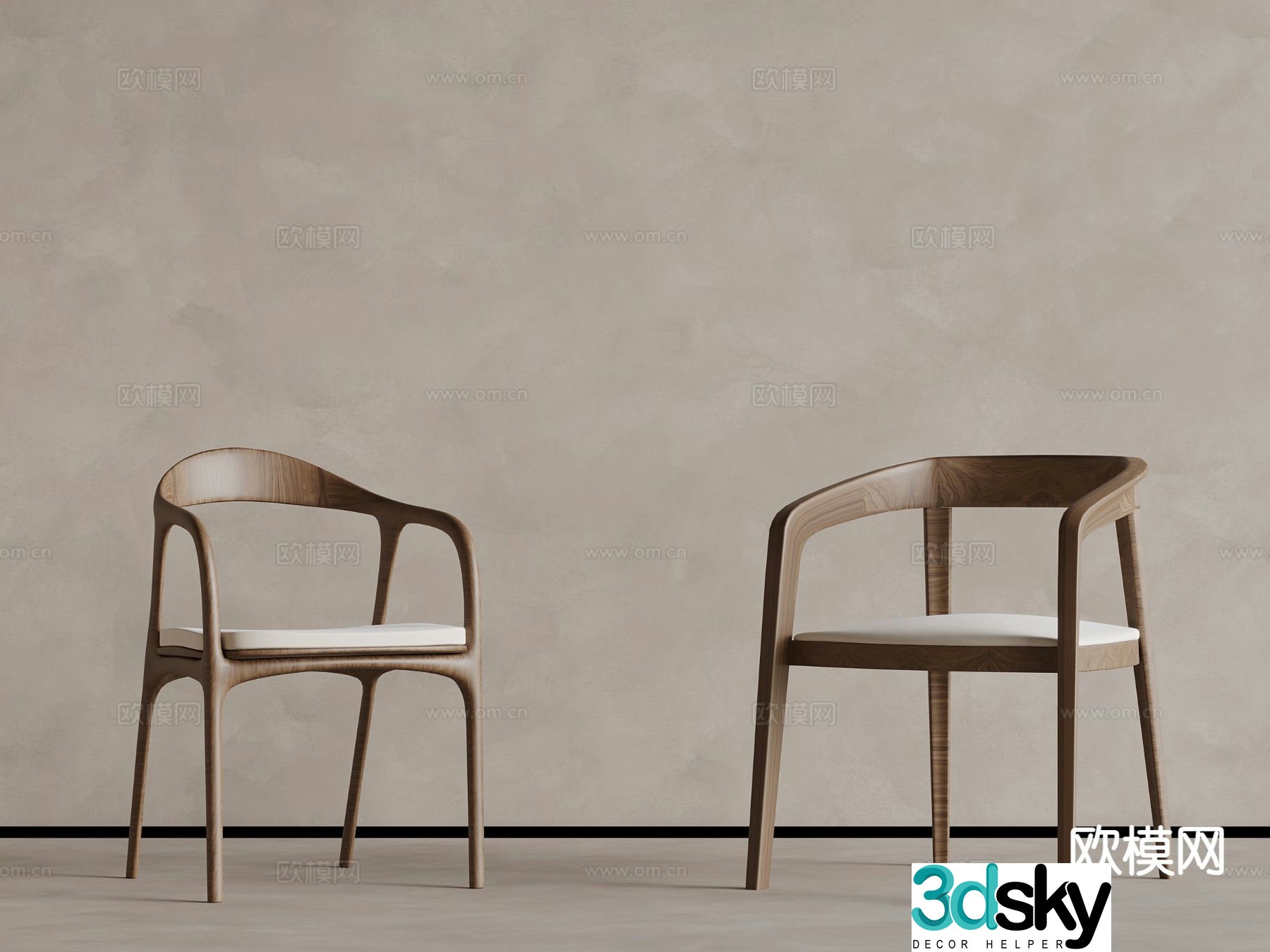 Wabi-sabi wooden chair chair dining chair leisure chair 3d model