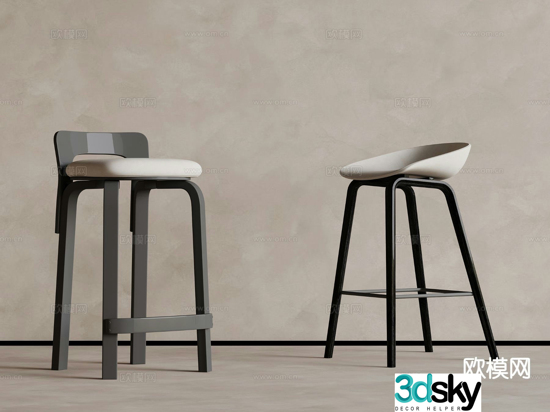 Modern bar stool bar stool high stool 3d model