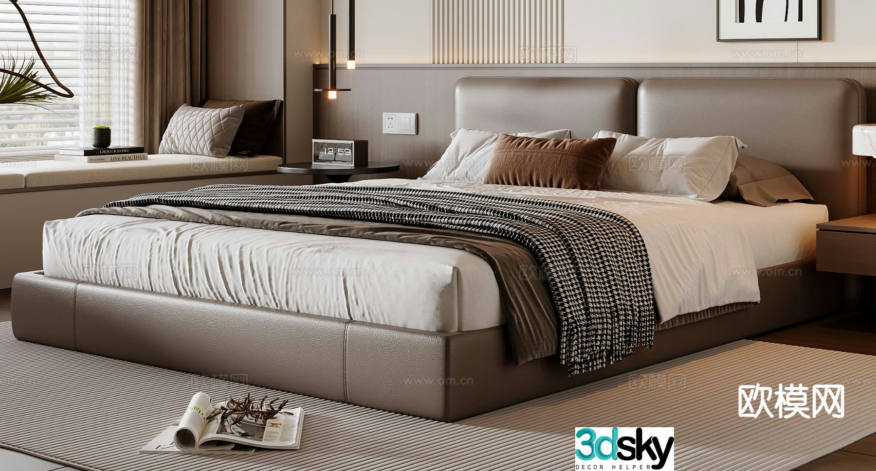 Modern double bed 3d model