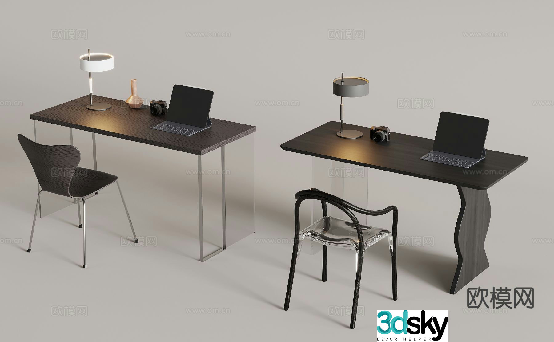 Medieval style writing desk computer desk black desk 3d model