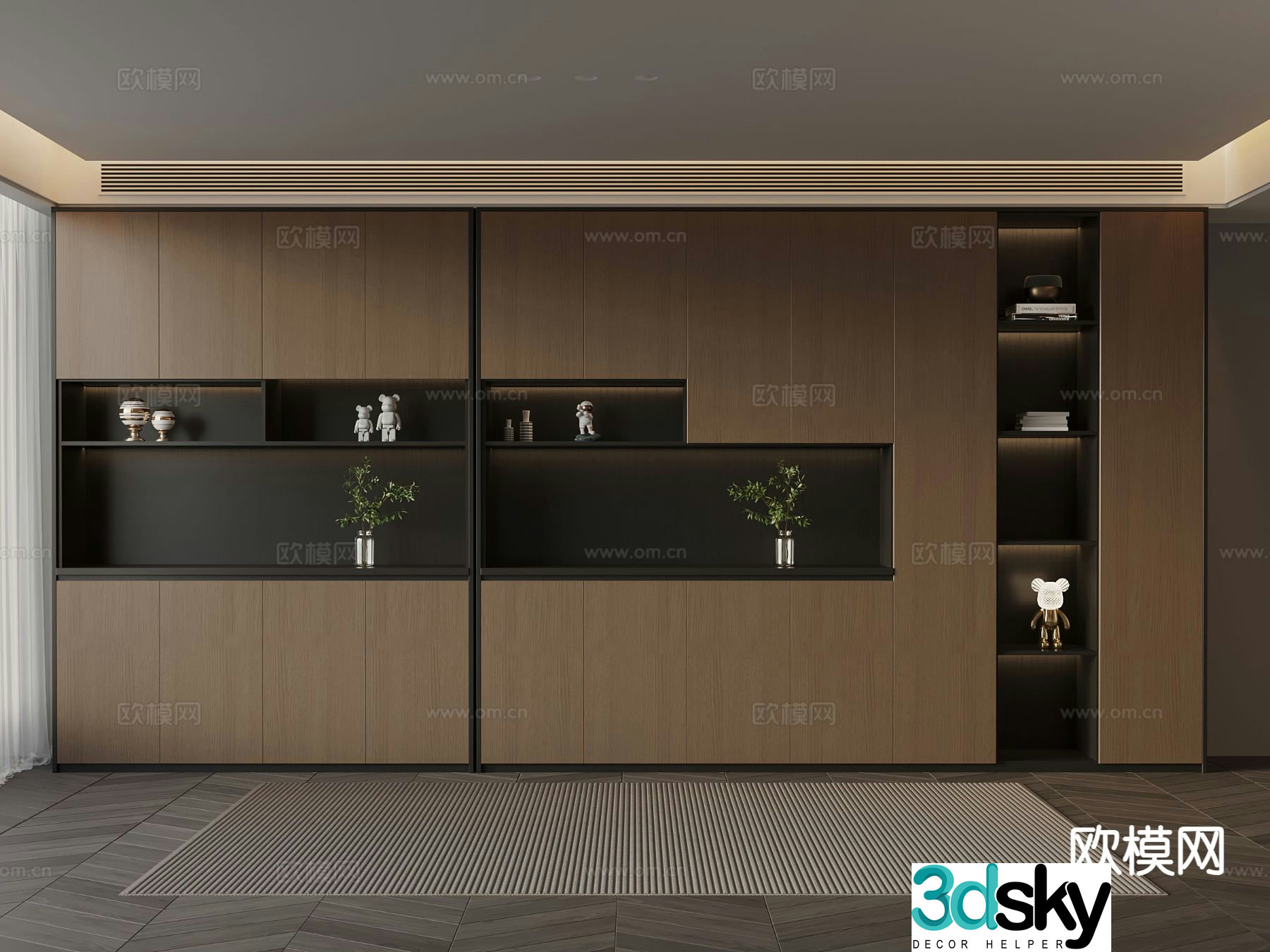 Italian decorative cabinet shelf 3d model