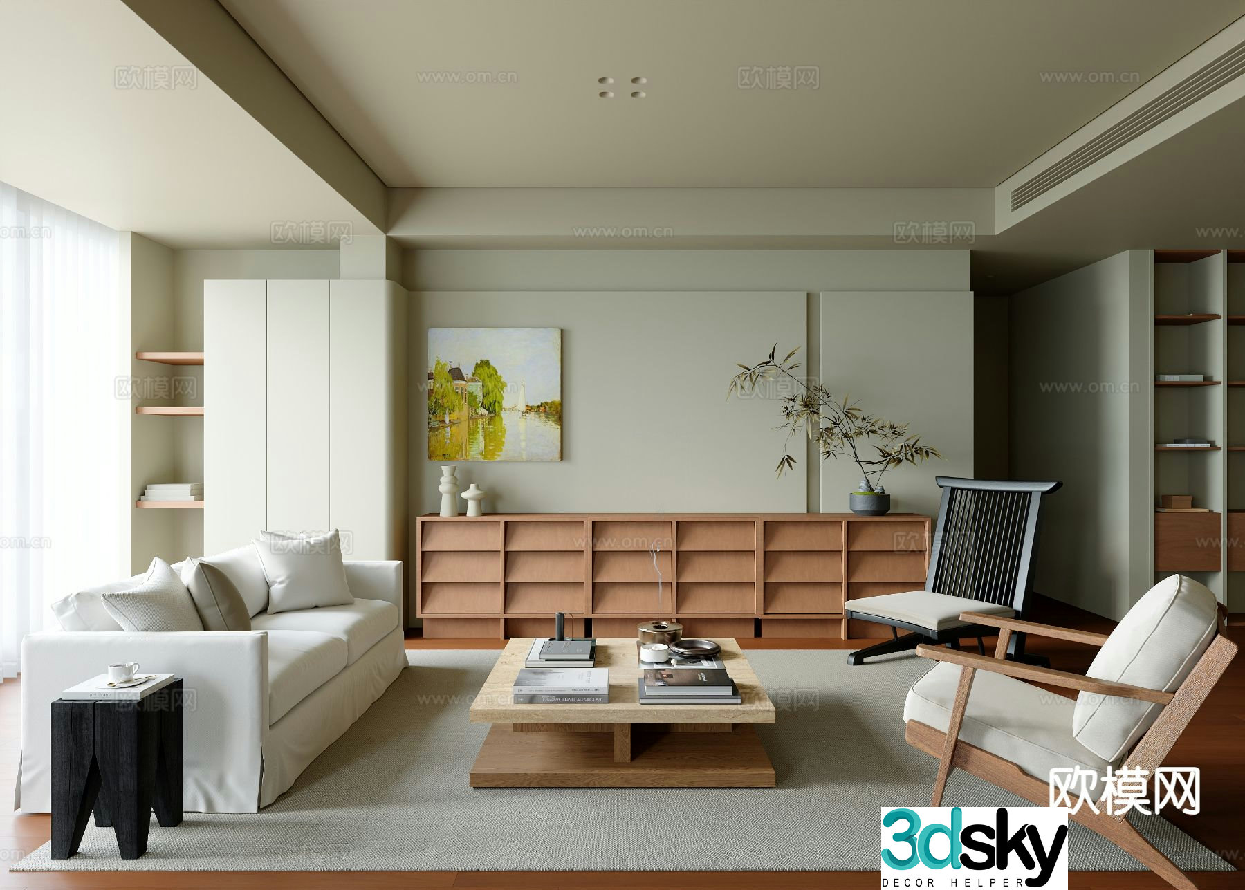 Wabi-sabi living room 3d model
