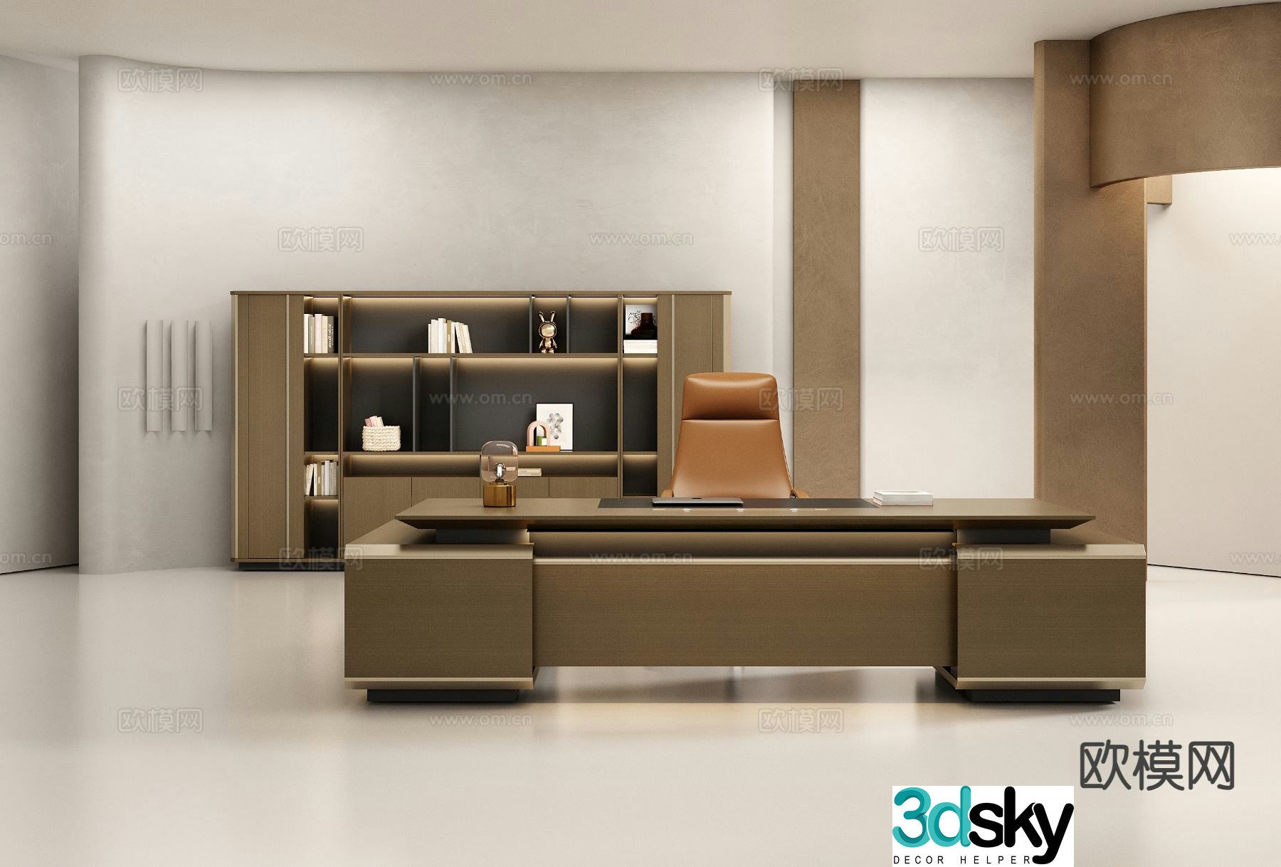 Desk table boss table office desk 3d model
