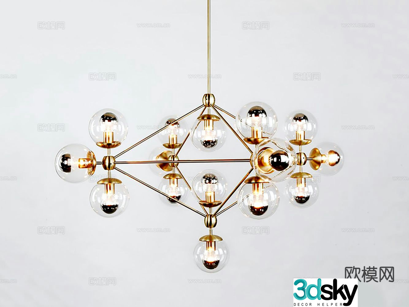 Light luxury glass chandelier 3d model