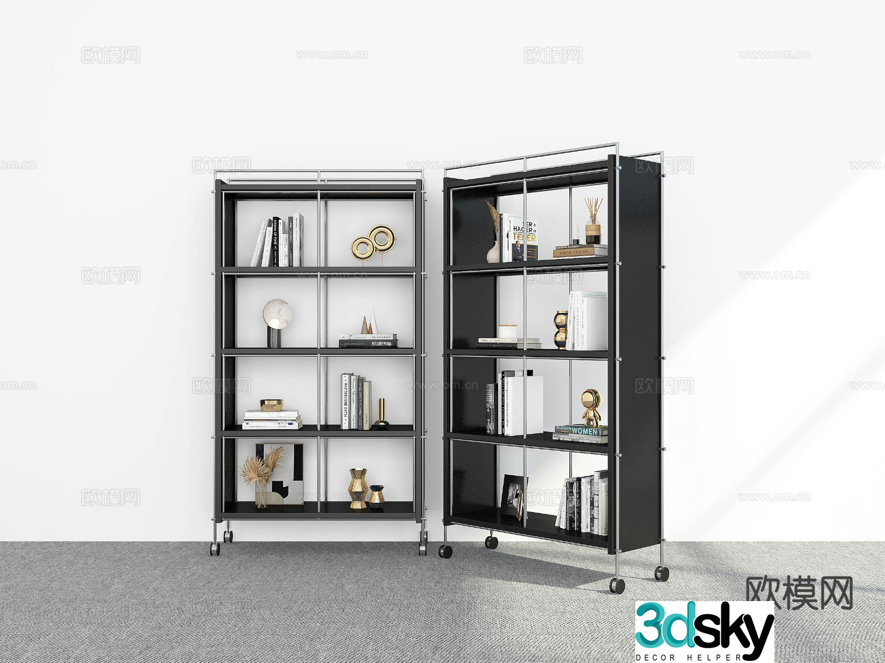 Modern bookshelf storage rack 3d model