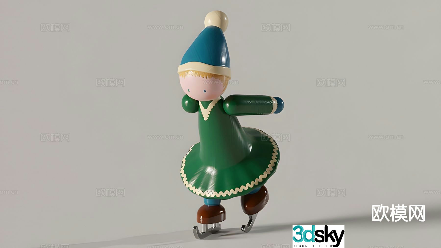 Light luxury trendy skating doll 3D model