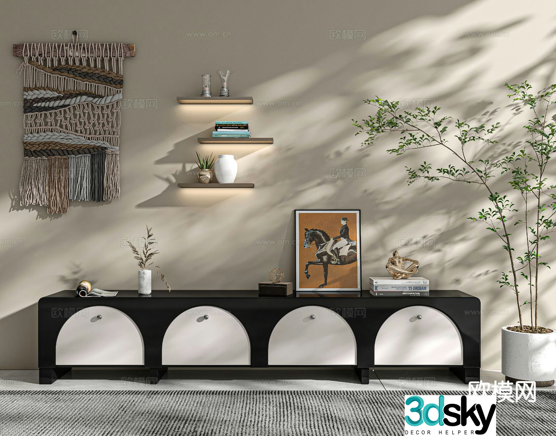 Wabi-sabi style TV cabinet 3d model