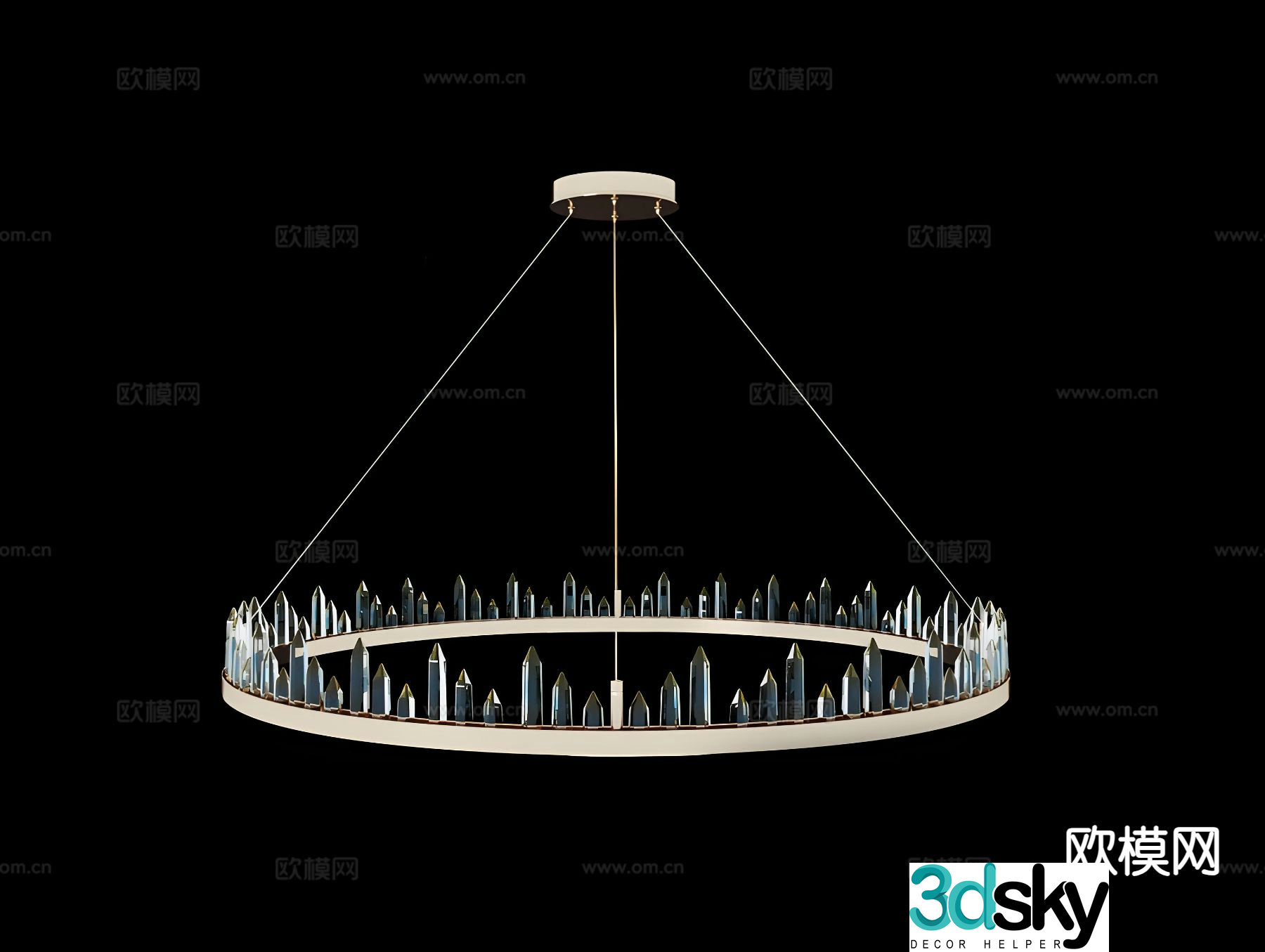 Metal ring chandelier crystal chandelier 3d model