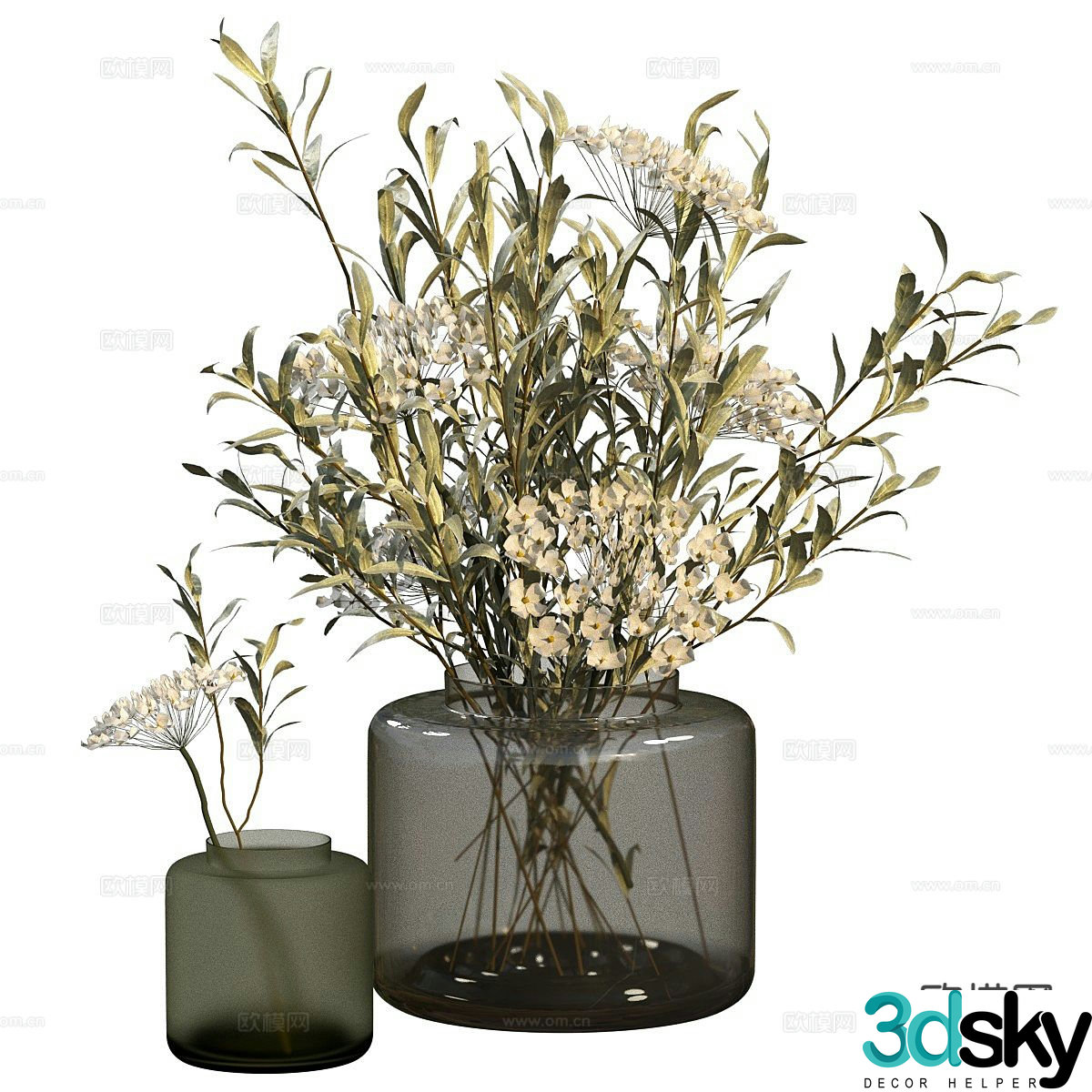 modern vase floral arrangement flower arrangement 3d model