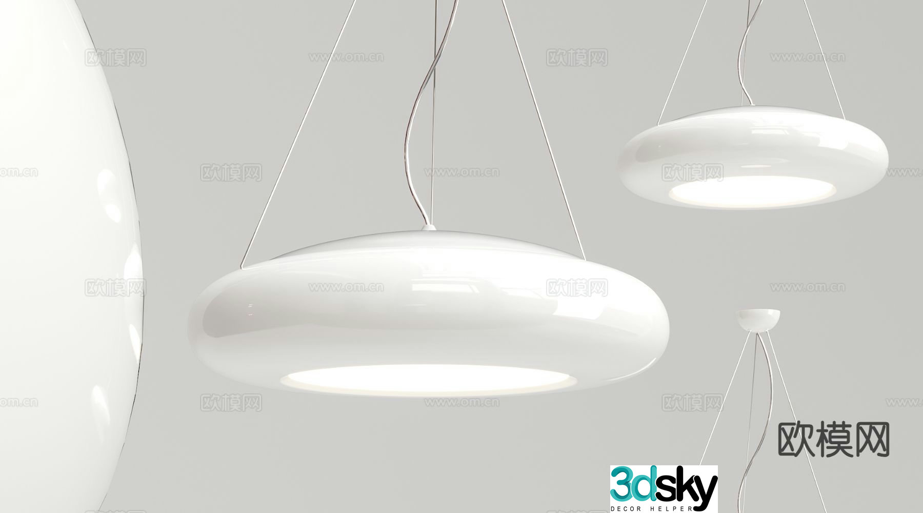 Modern white chandelier round chandelier 3d model