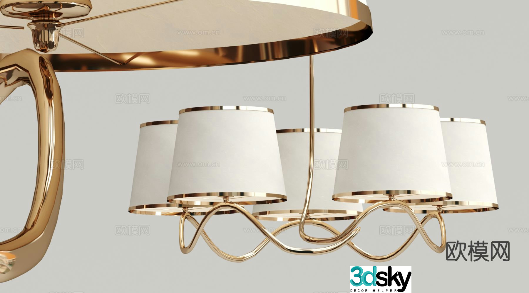 Light luxury multi-head chandelier 3D model
