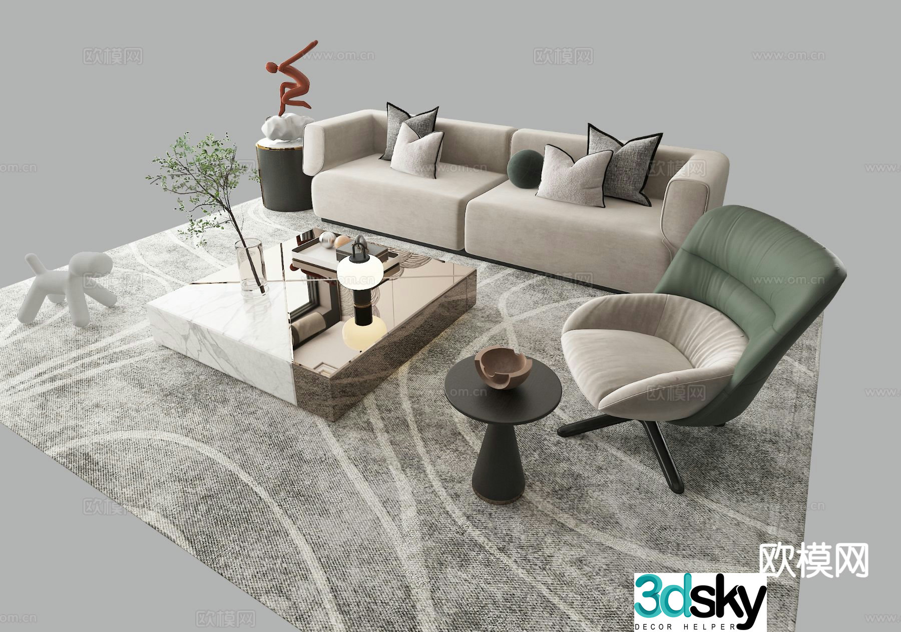 Modern sectional sofa 3d model