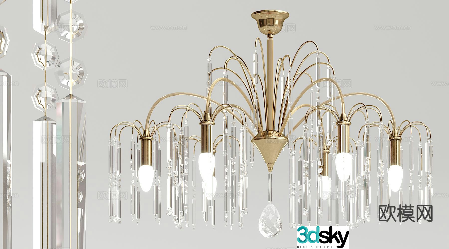 Light luxury crystal chandelier 3d model