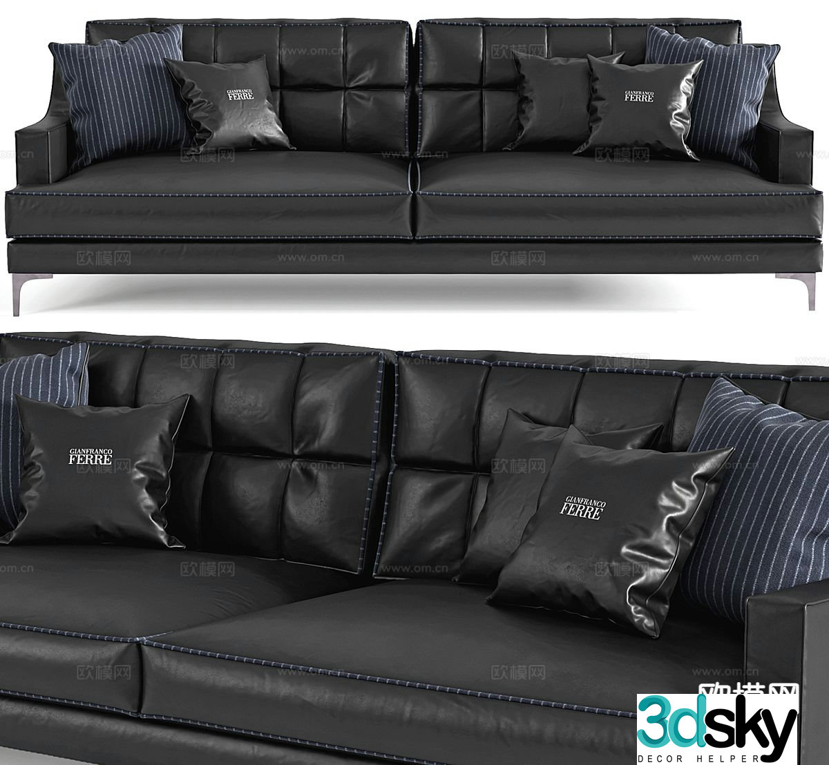Leather loveseat leather sofa 3d model