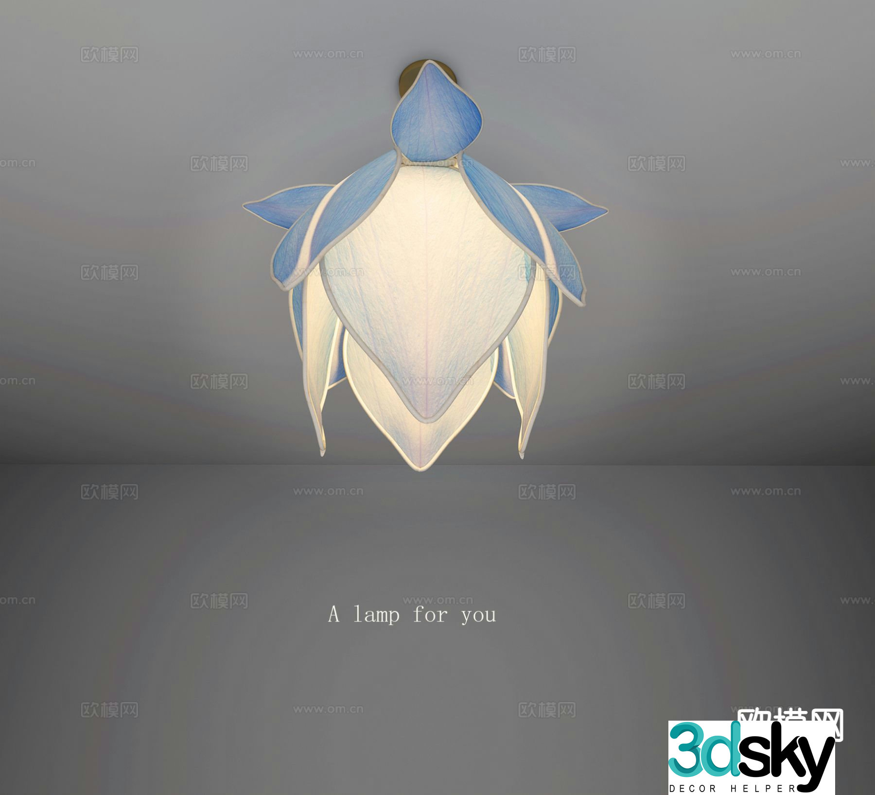 New Chinese style chandelier lotus lamp 3d model