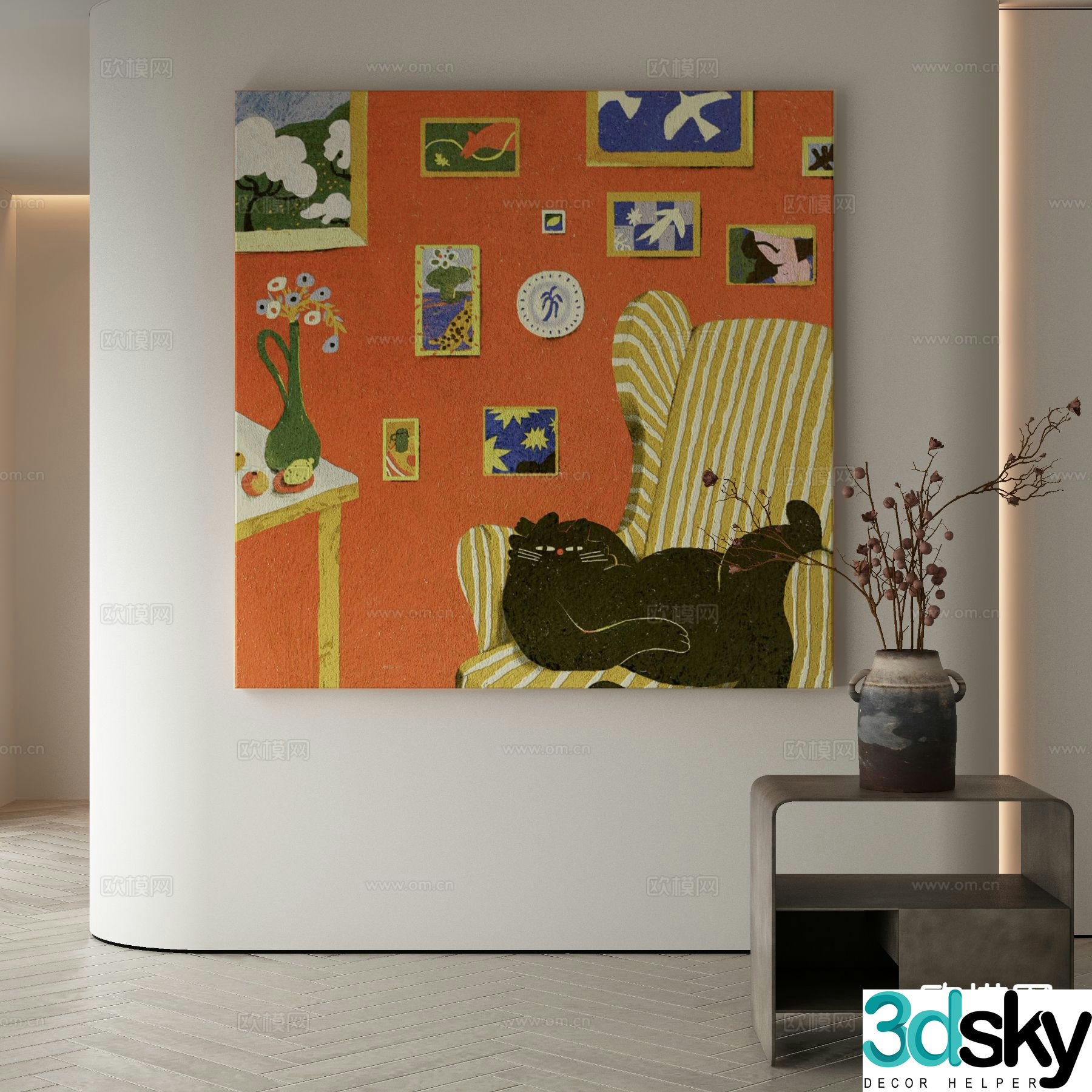 Modern cartoon painting decorative painting 3d model
