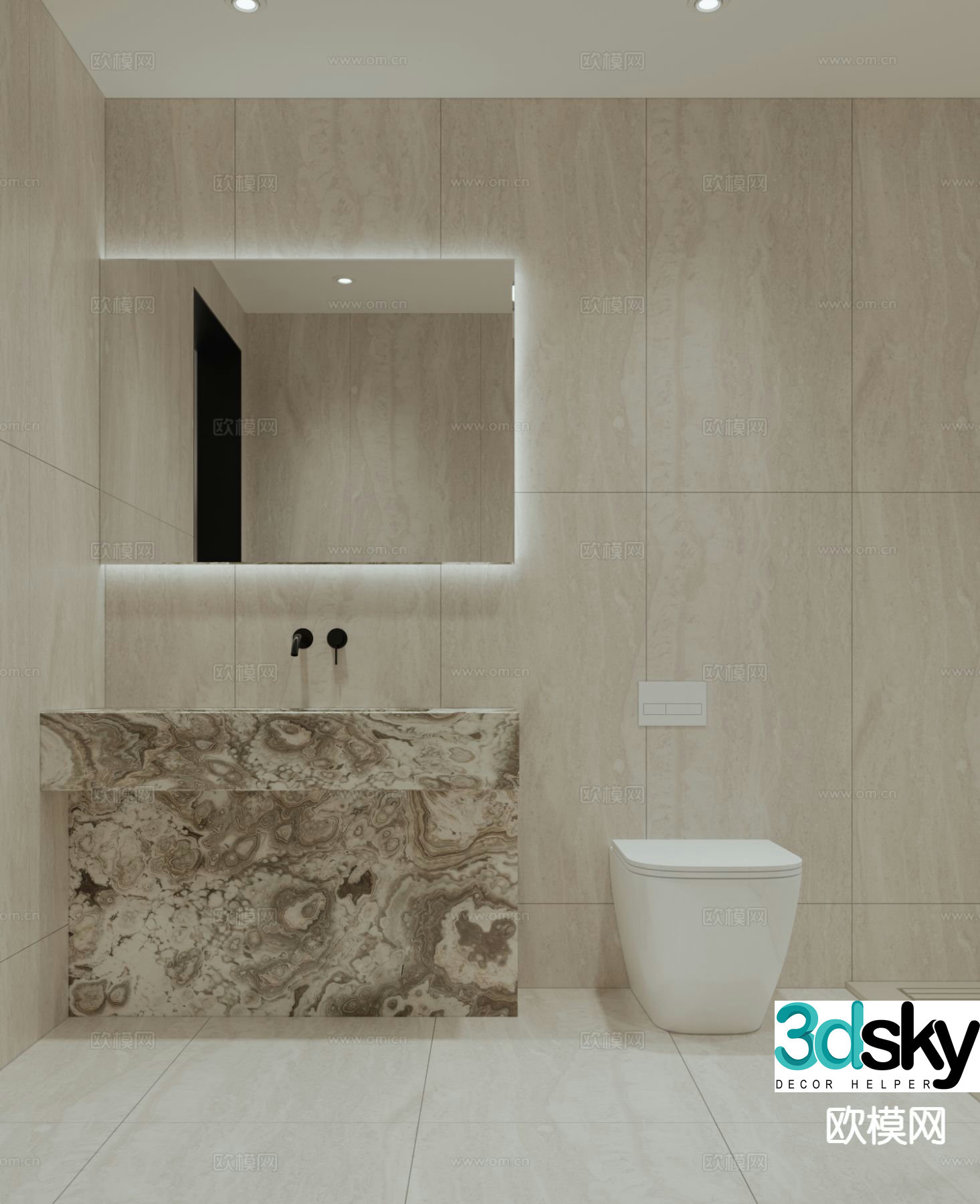Modern bathroom laundry room 3d model