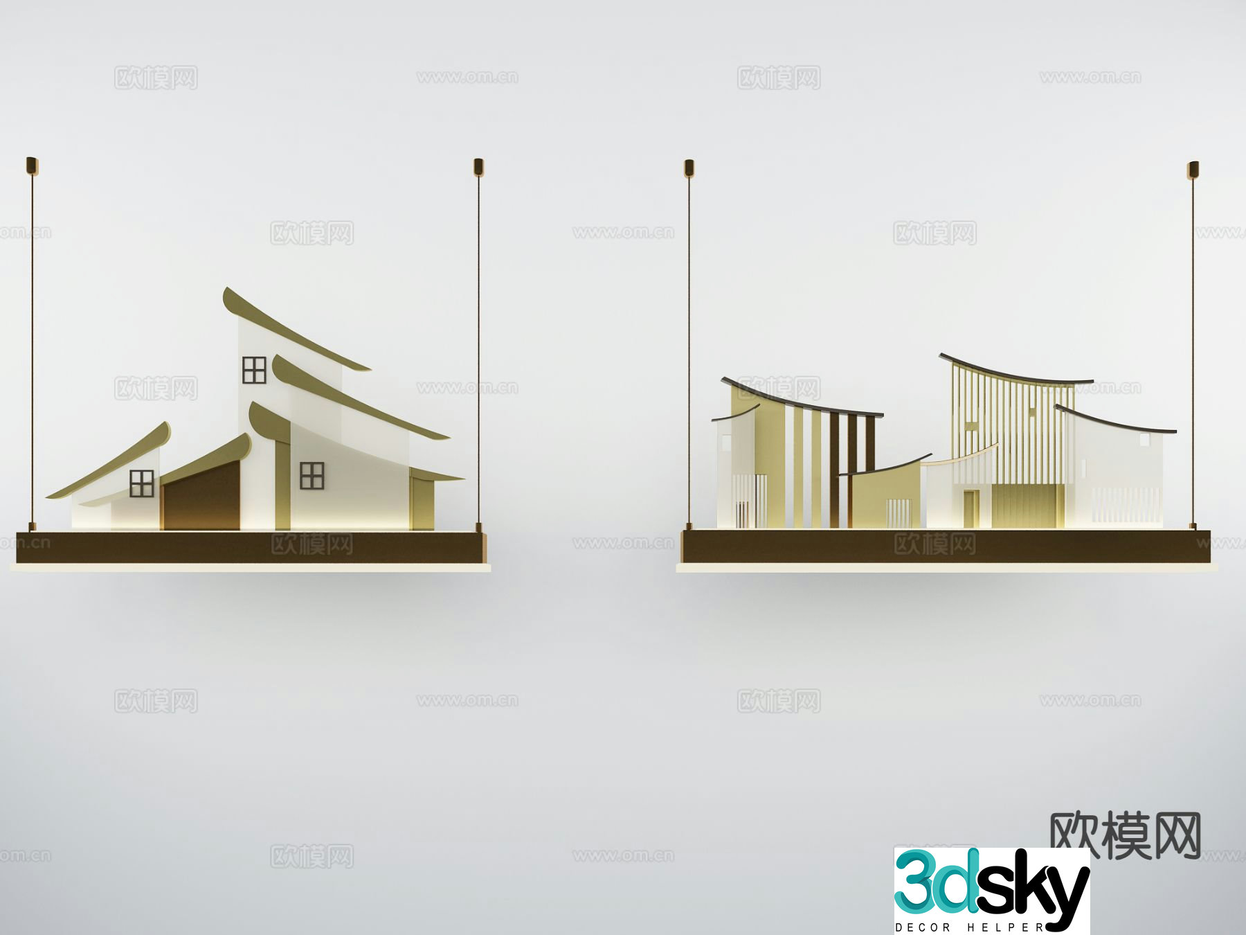New Chinese style chandelier Zen chandelier 3D model