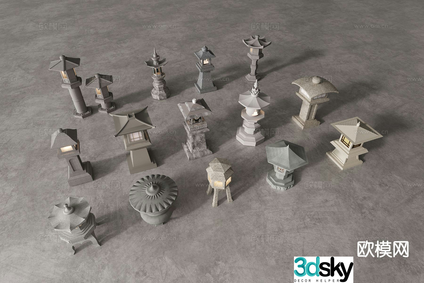 Chinese style landscape lamp outdoor lamp lawn lamp street lamp and floor lamp garden lamp 3d model
