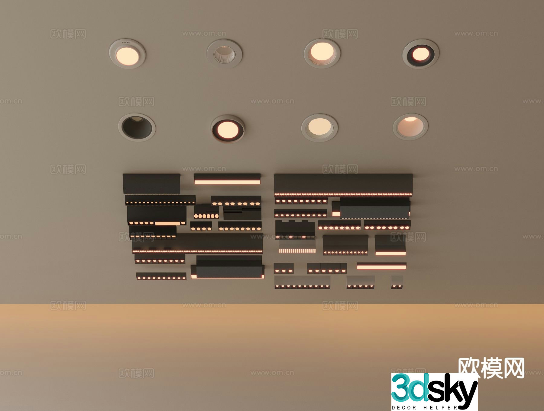 Modern simple downlight spotlight frameless 3d model