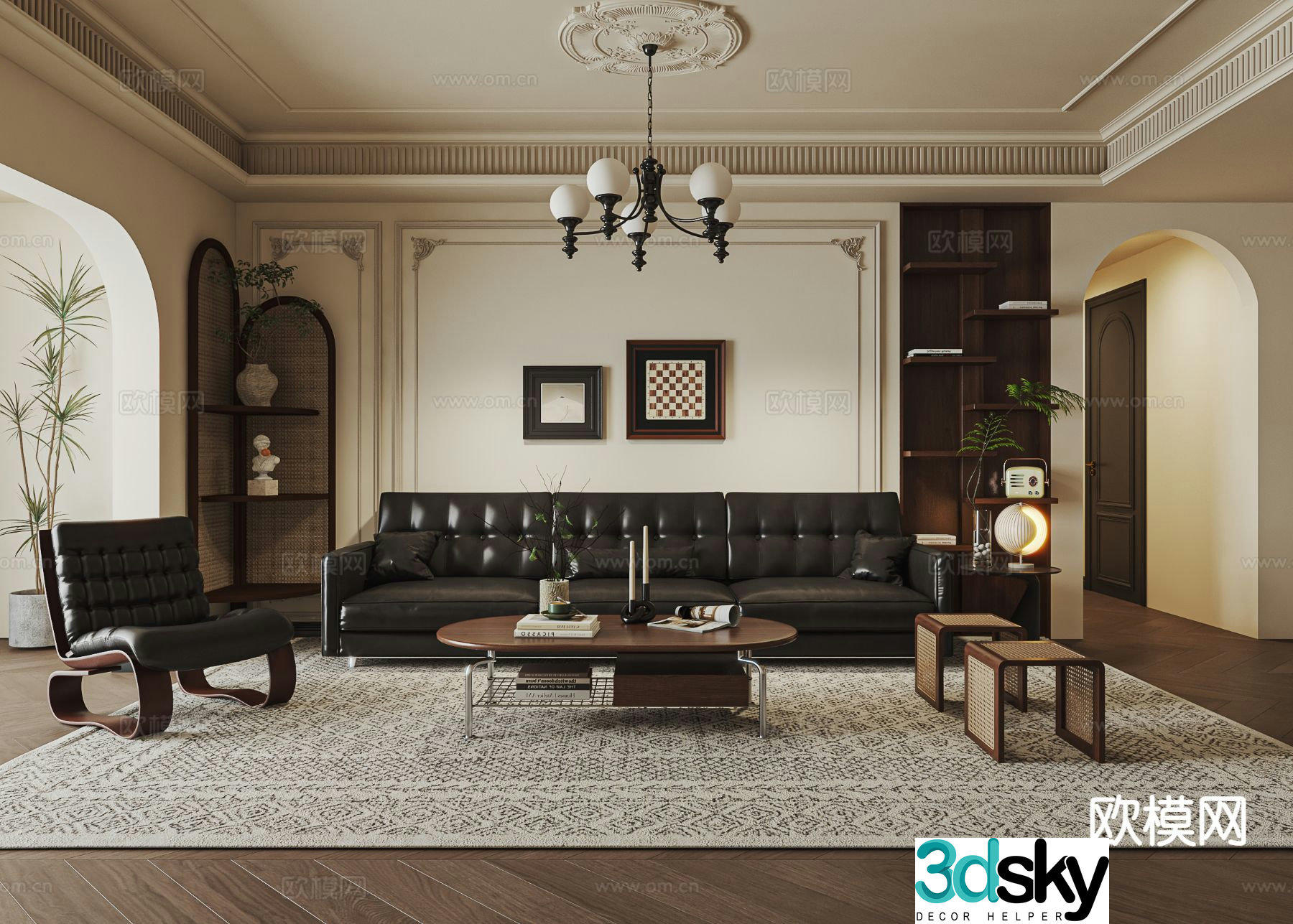 French retro living room 3d model
