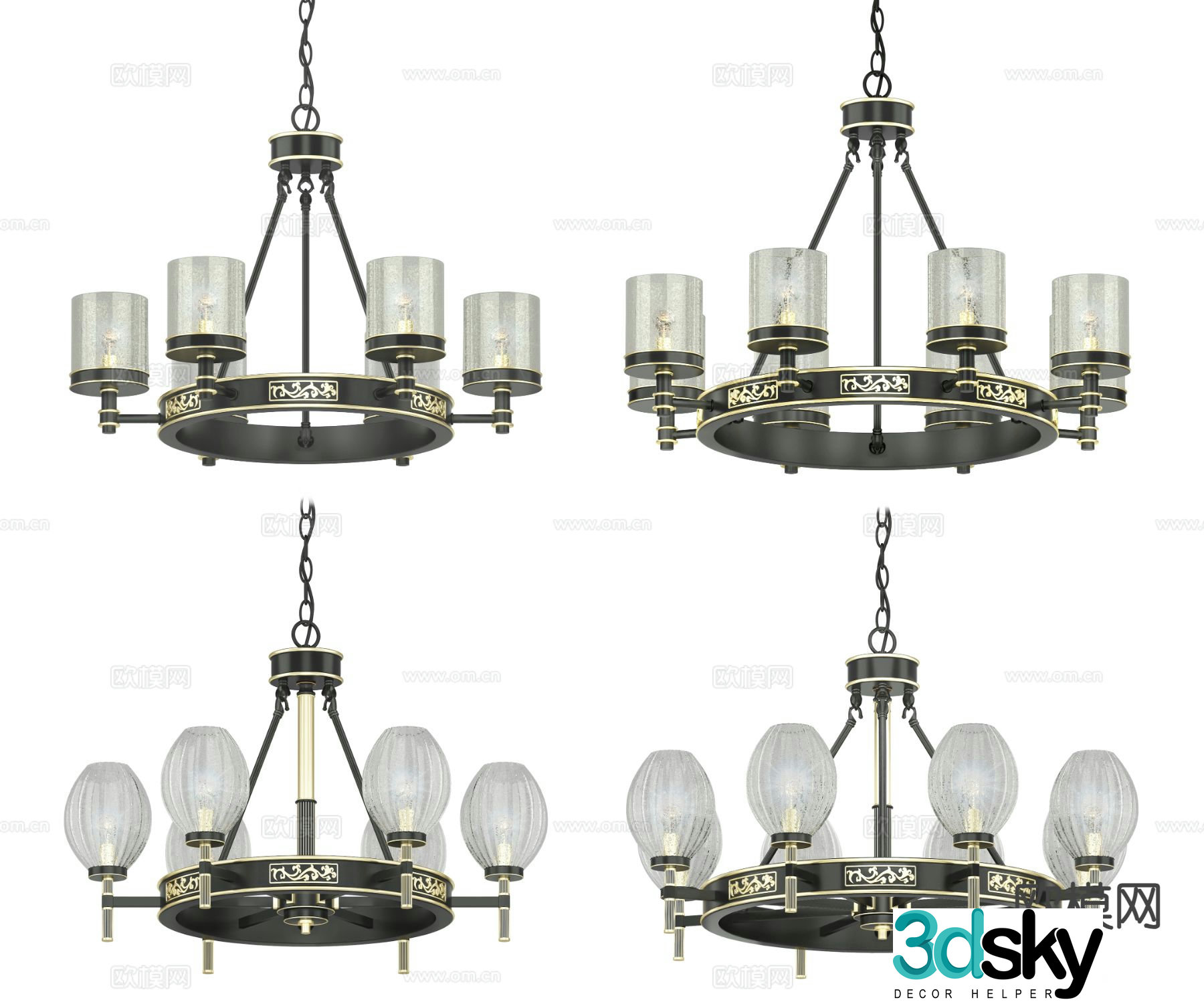 Postmodern chandelier multi-head chandelier 3d model