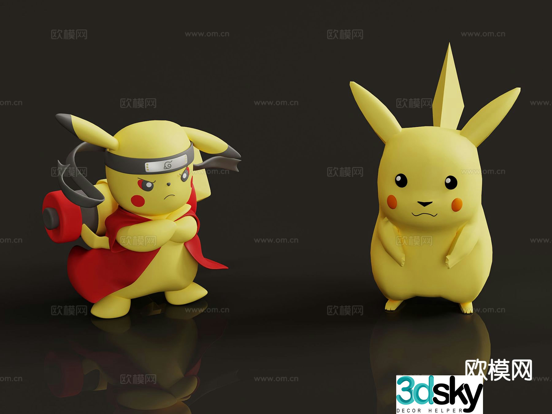 Pikachu trendy toy sculpture doll cartoon ornament 3d model
