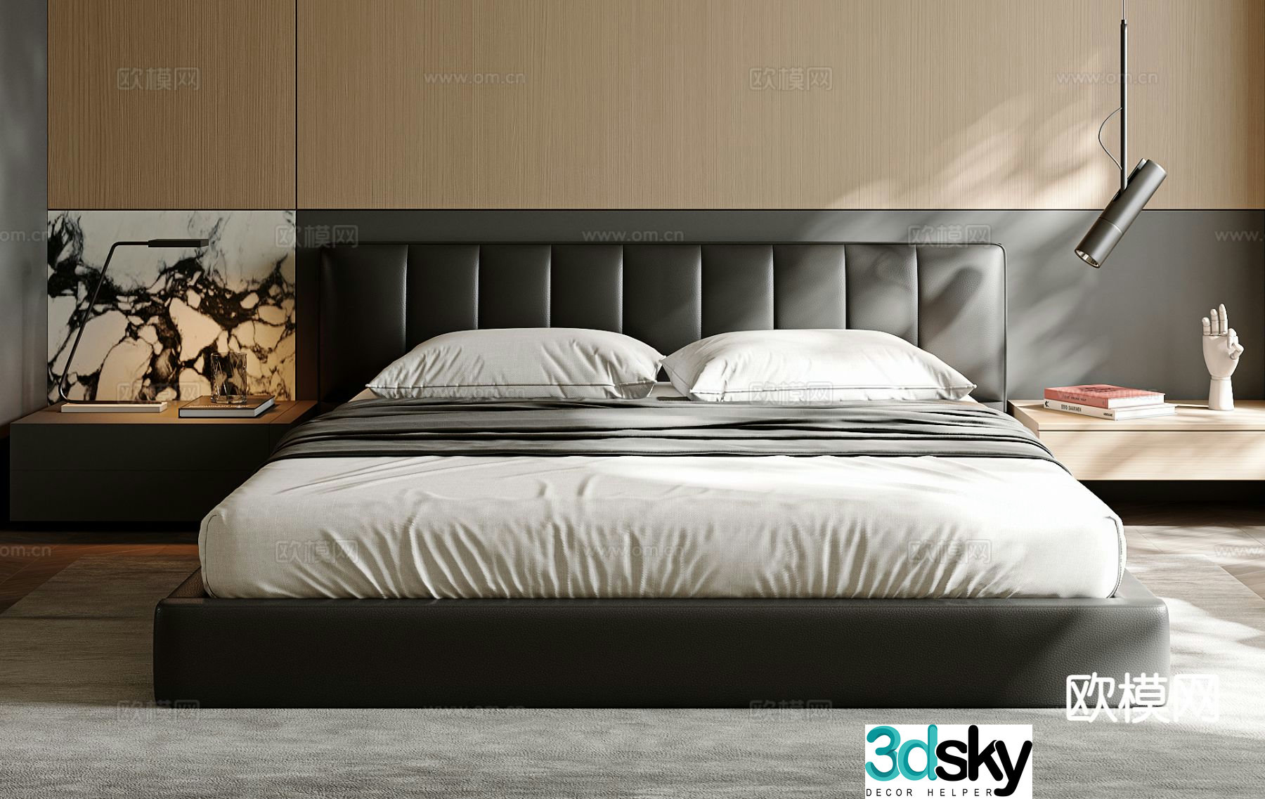 Italian double bed 3d model