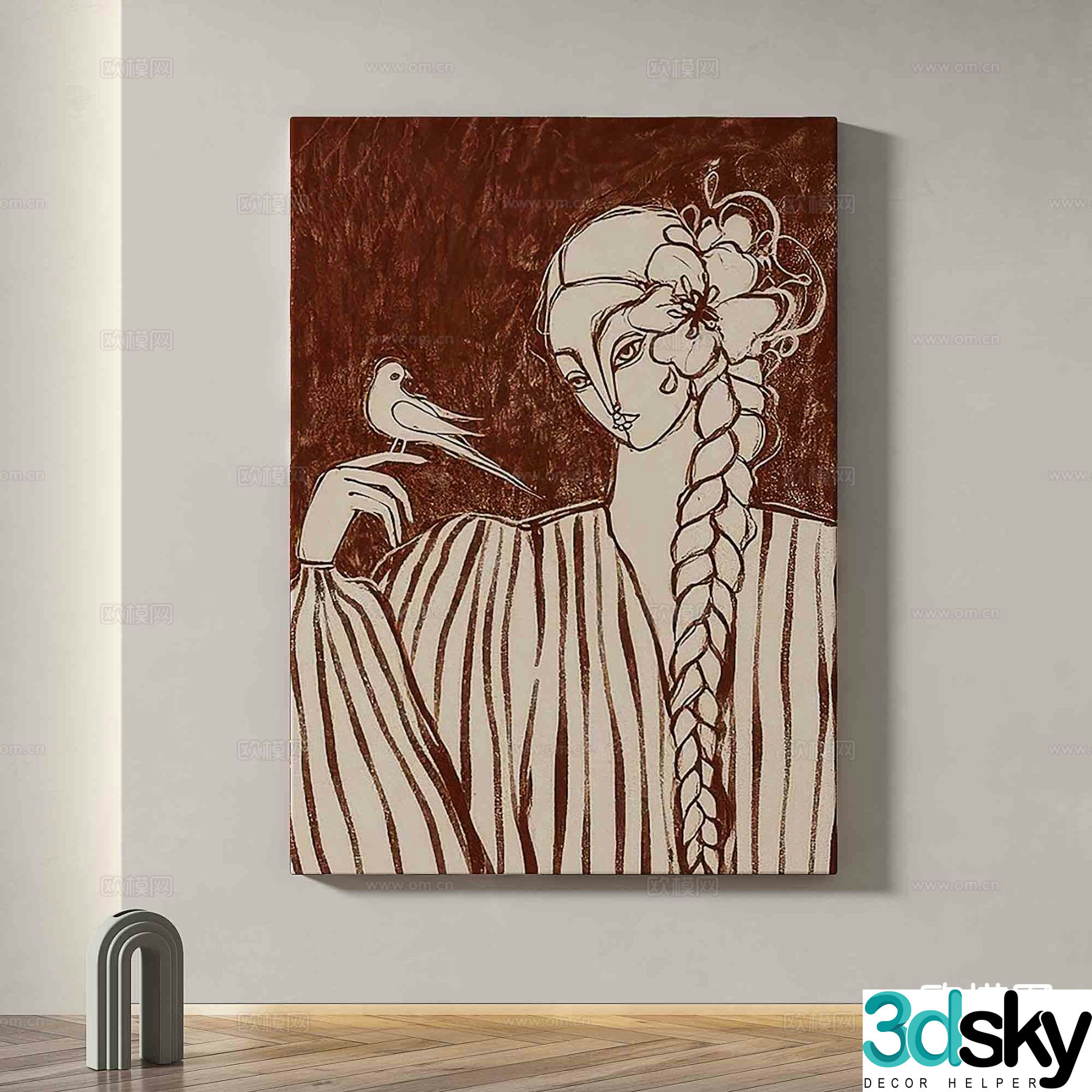 Modern art painting decorative painting 3d model