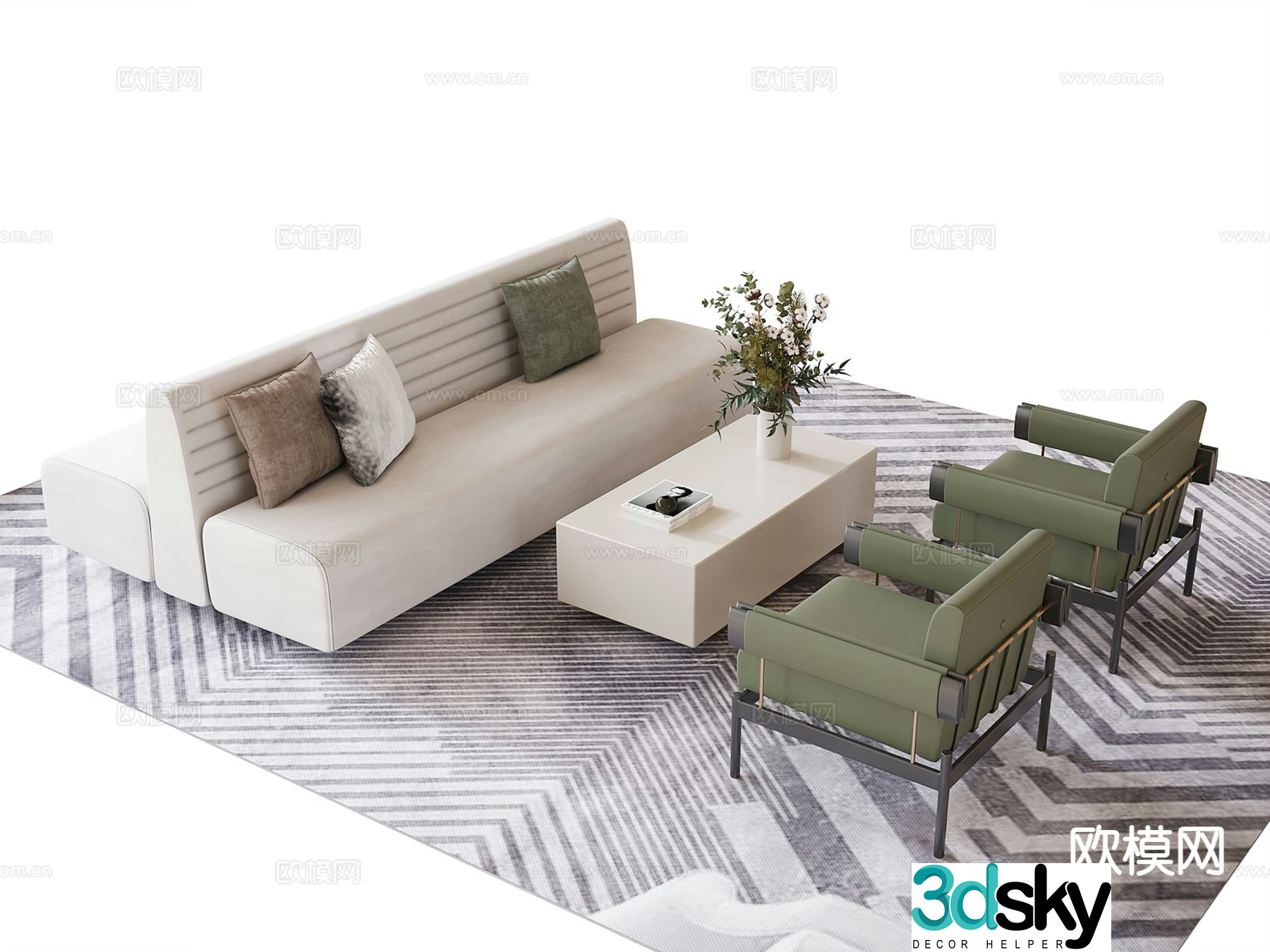 Modern sales office sofa reception sofa negotiation sofa 3d model