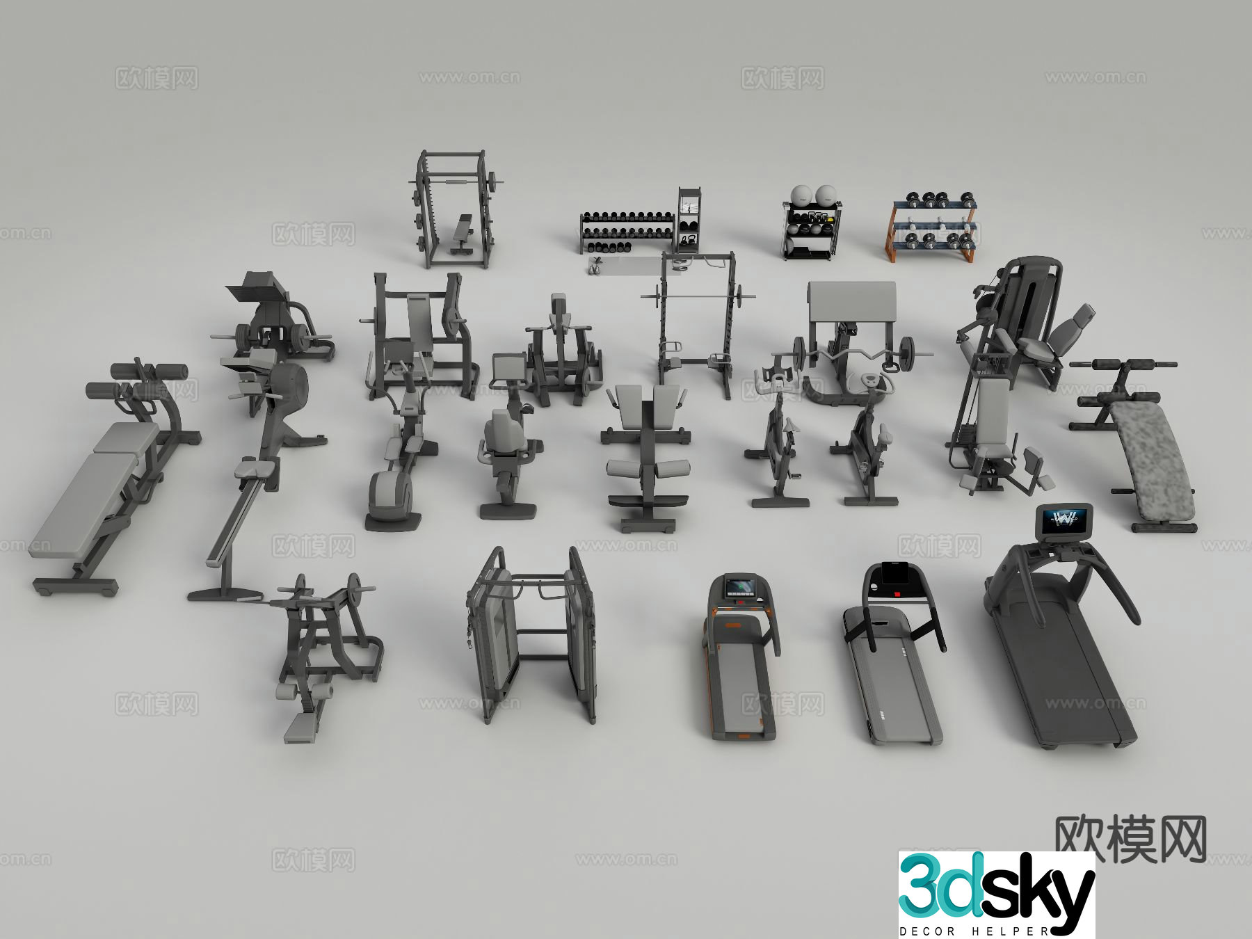 Modern sports equipment fitness equipment treadmill 3d model
