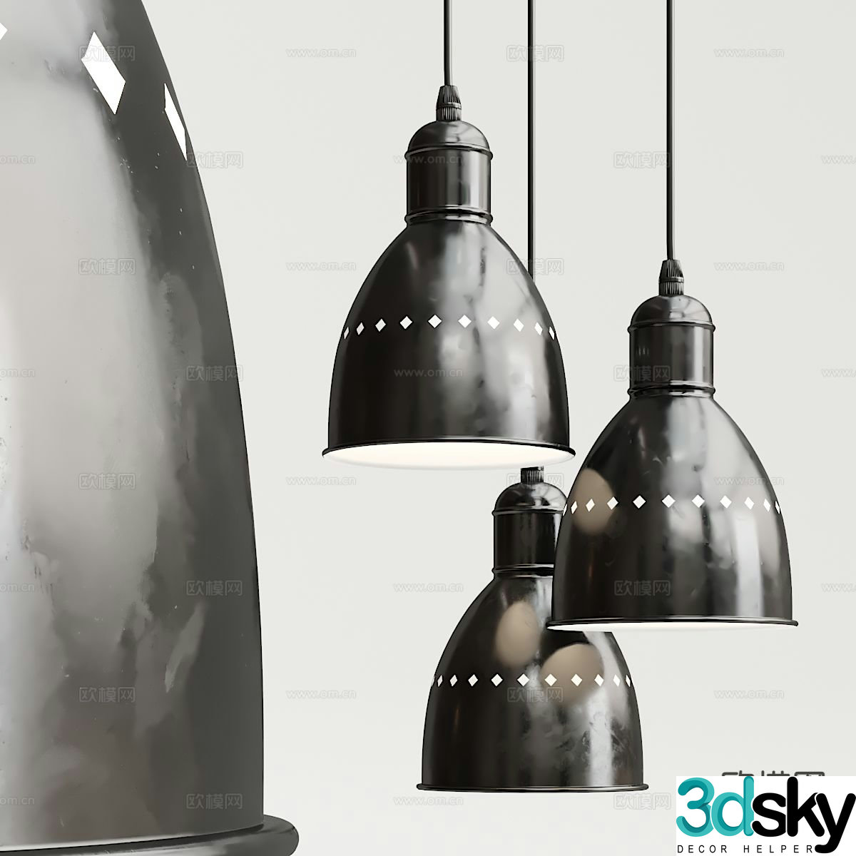 Industrial style wrought iron chandelier 3d model
