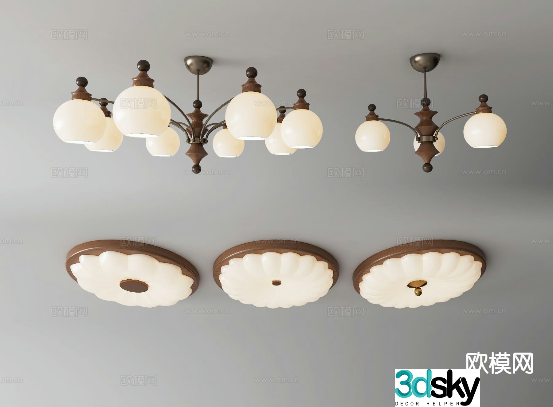 Medieval style persimmon shaped chandelier ceiling lamp 3d model