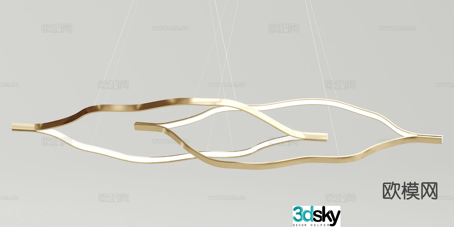 Light luxury strip chandelier 3D model