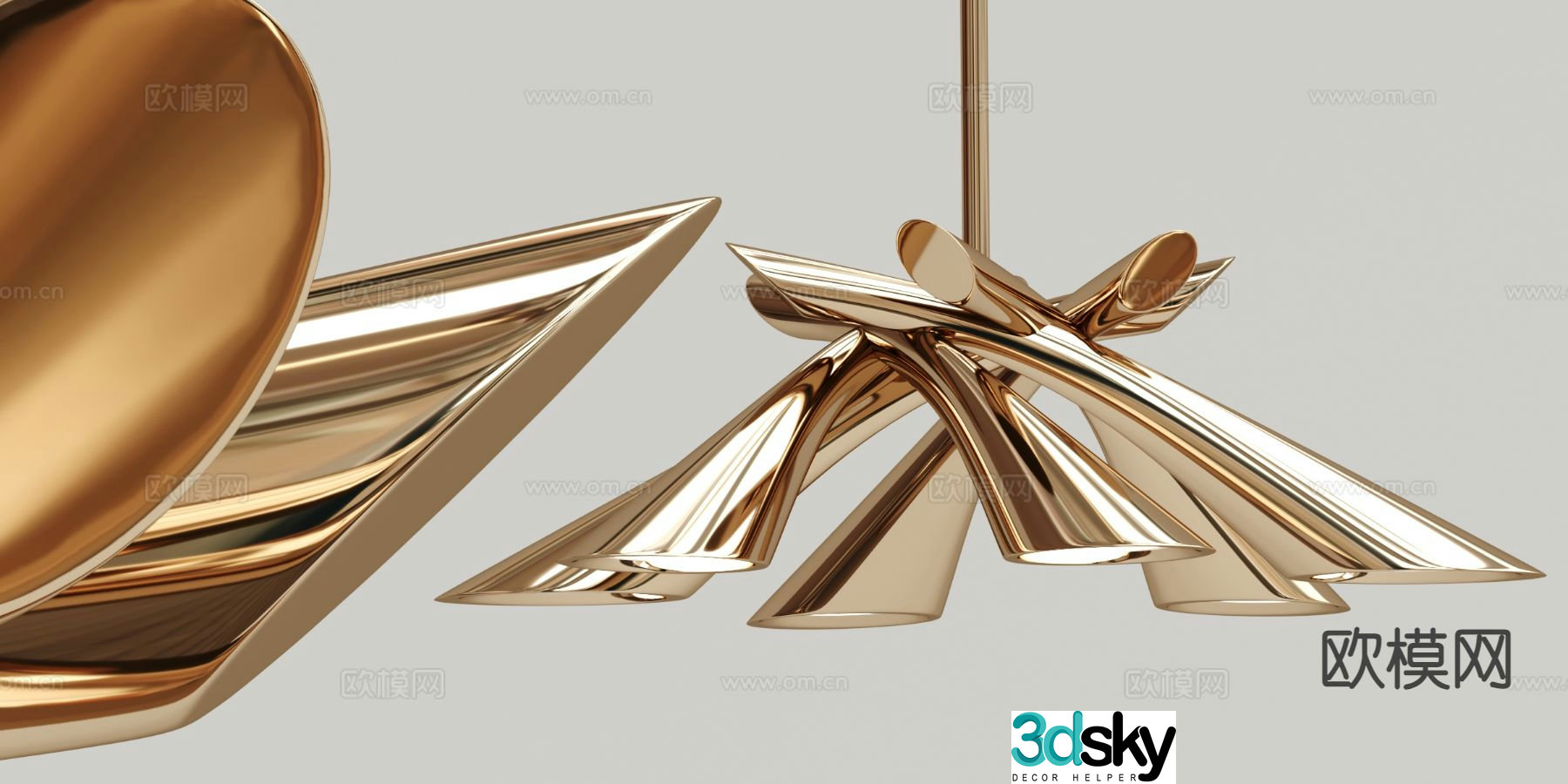 Light luxury multi-head chandelier 3D model