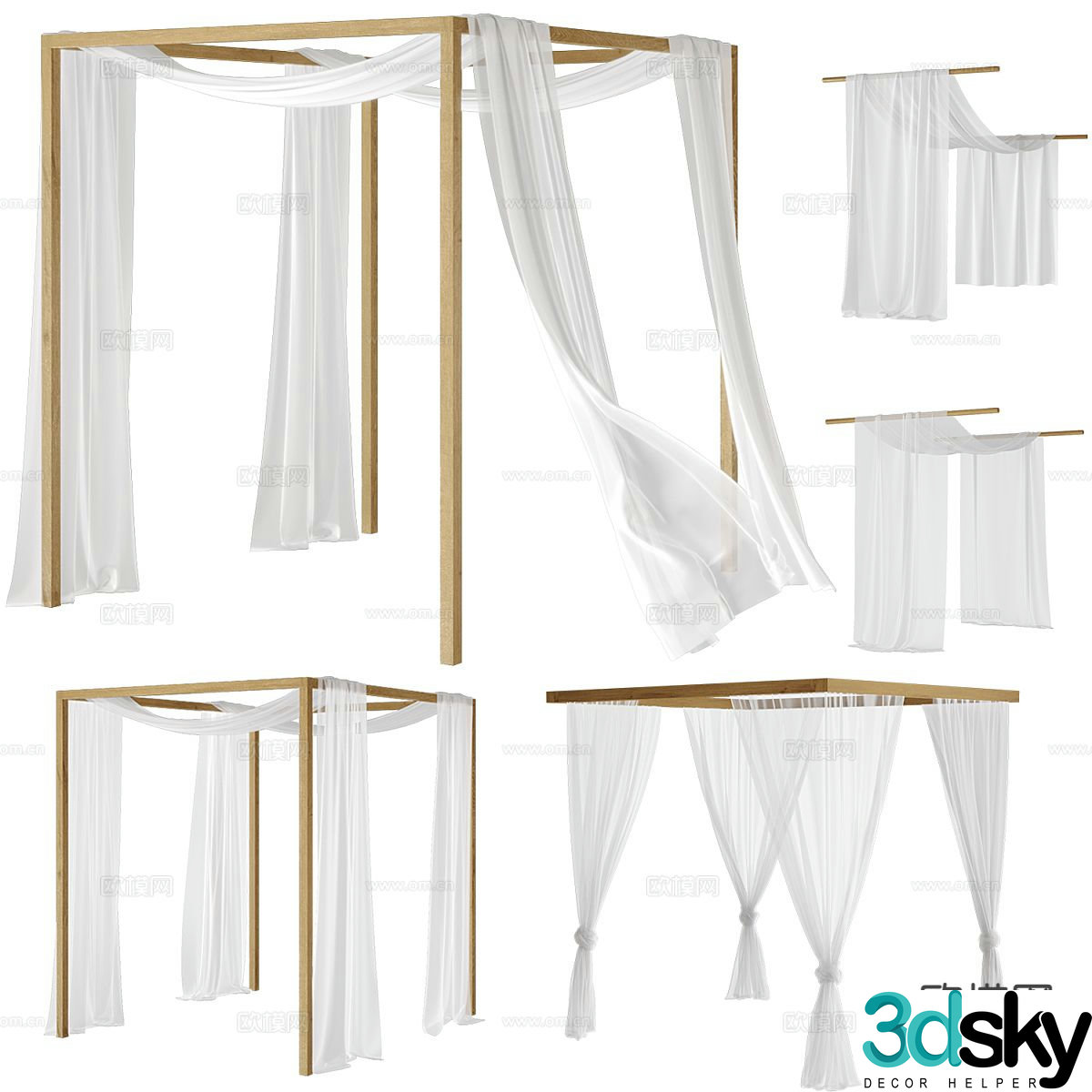 canopy canopy bed curtain 3d model