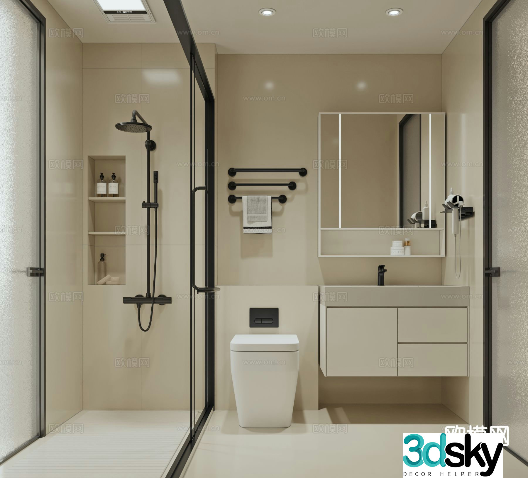 Modern bathroom bathroom 3d model