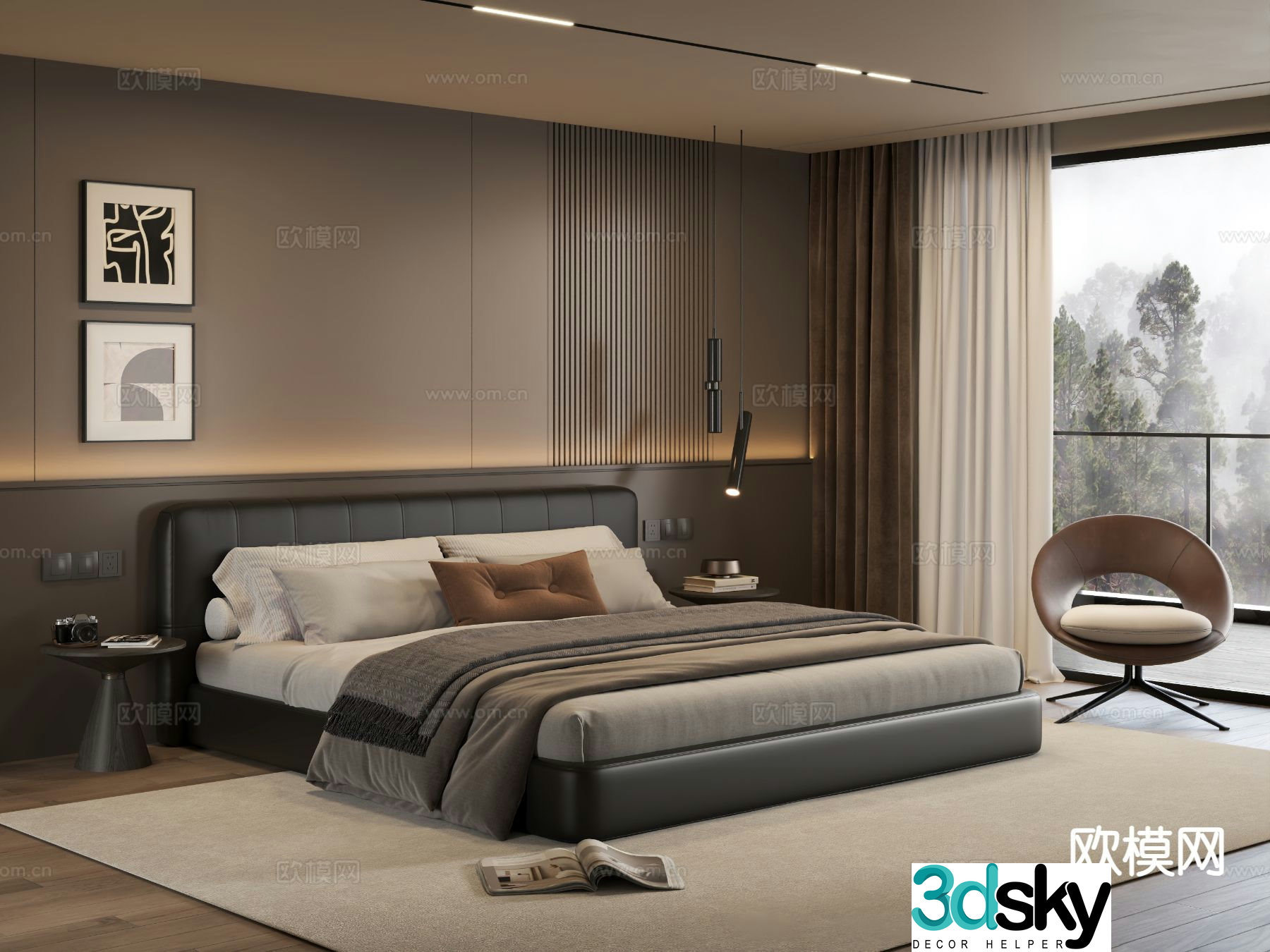 Italian style bedroom master bedroom 3d model