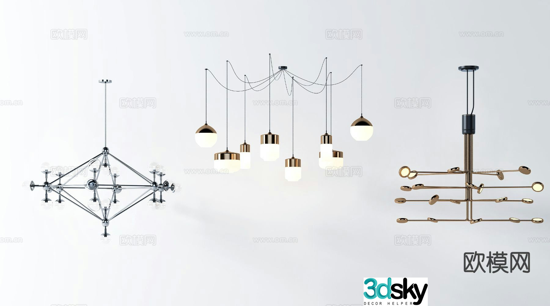 Modern glass chandelier multi-head chandelier 3d model
