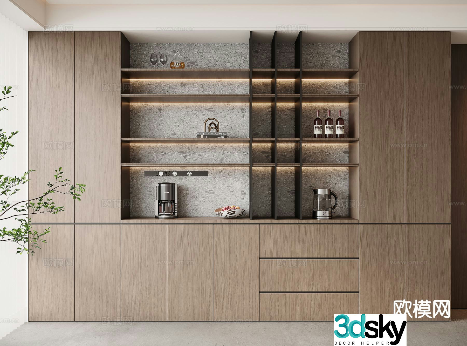 Italian sideboard wine cabinet 3d model