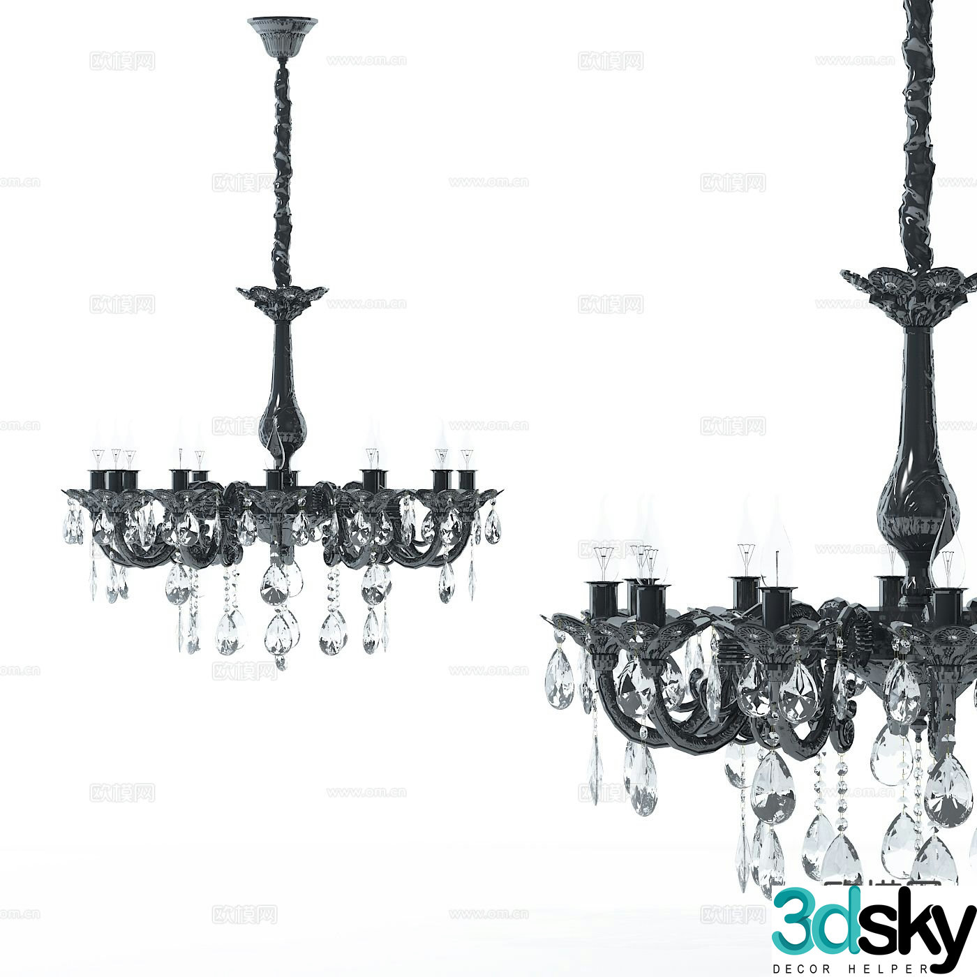 European crystal chandelier 3d model