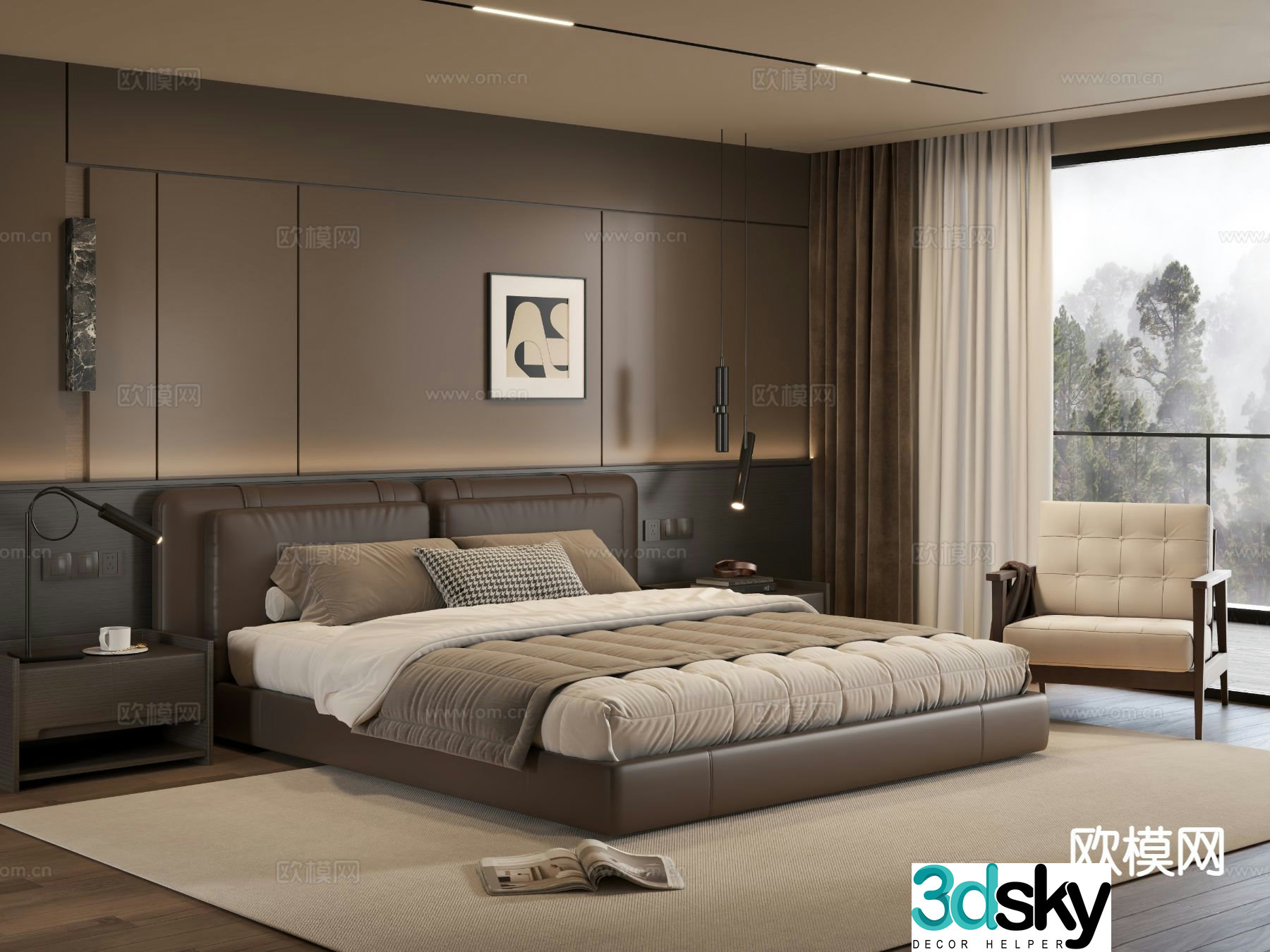 Italian style bedroom master bedroom 3d model