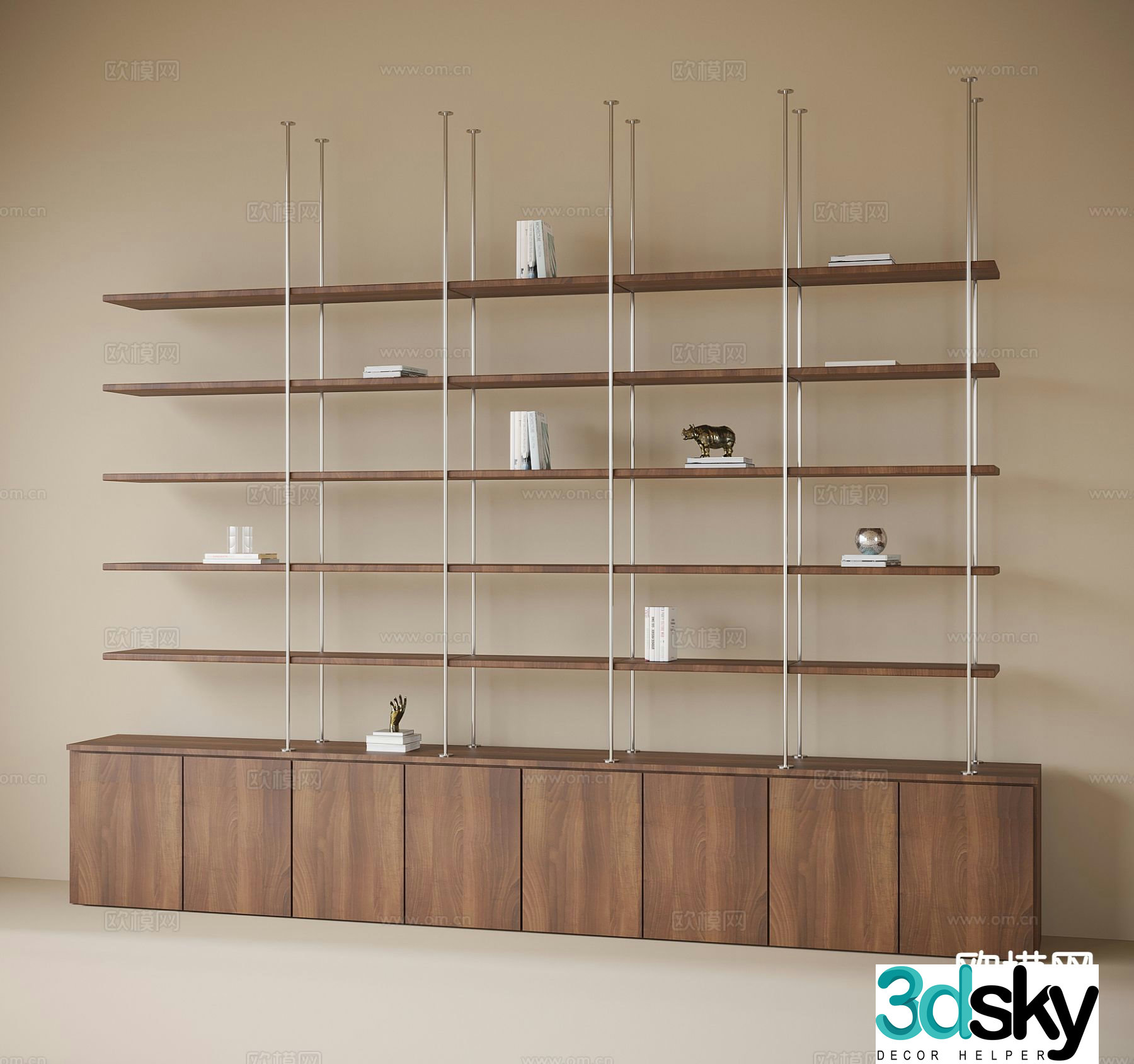 Modern bookshelf storage rack 3d model