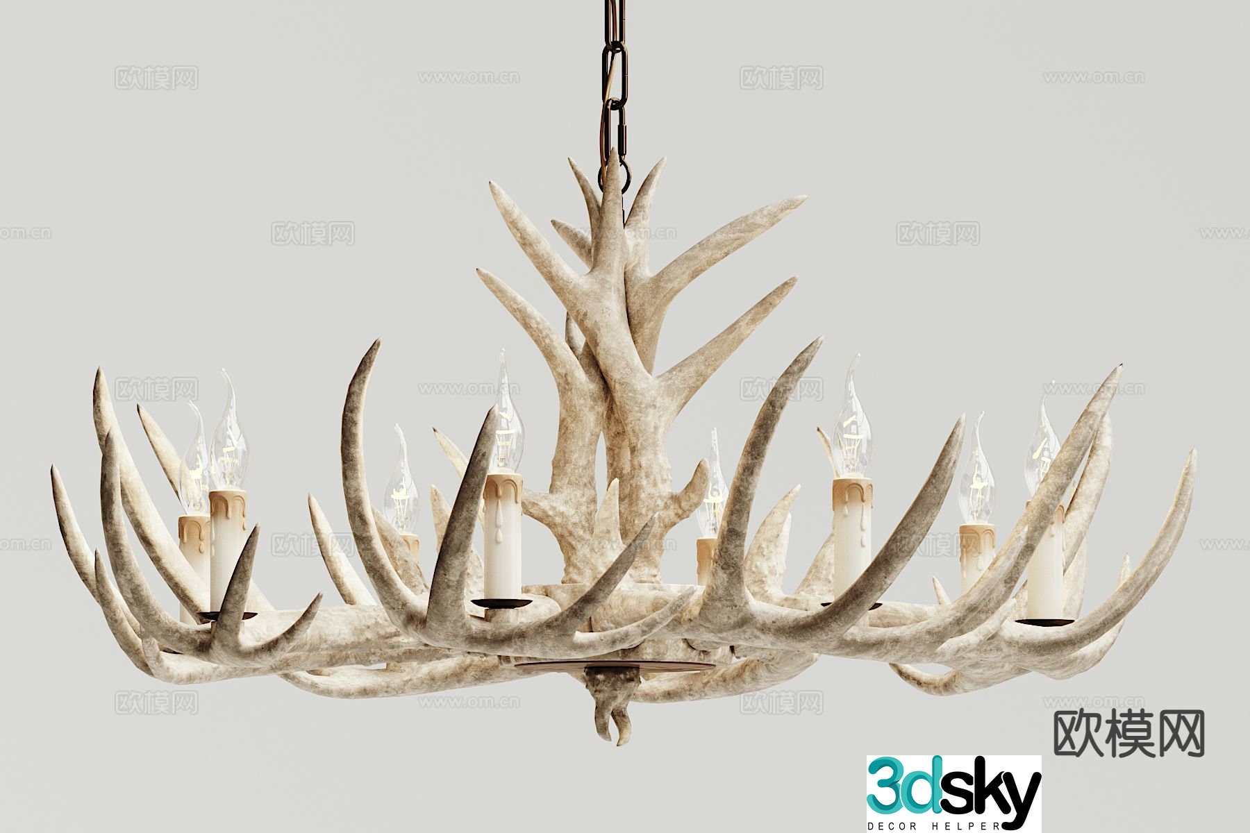 Nordic antler chandelier 3d model