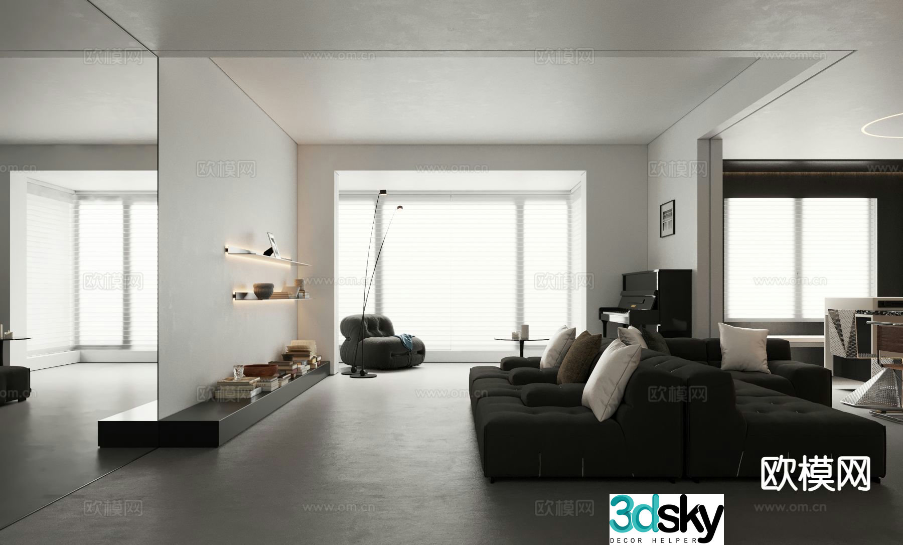 Minimalist restaurant 3d model