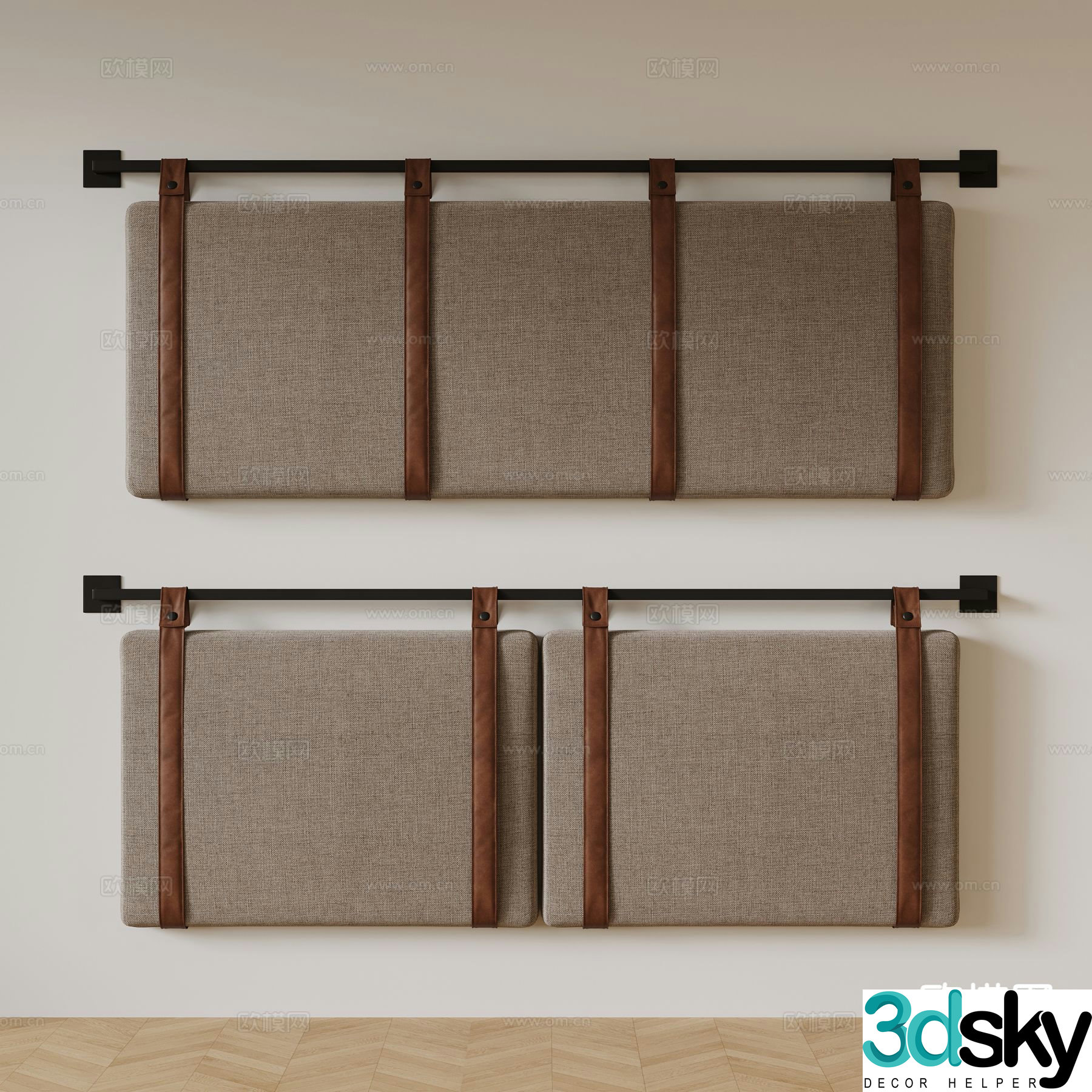 Modern soft cover bedside backrest bed backrest 3d model