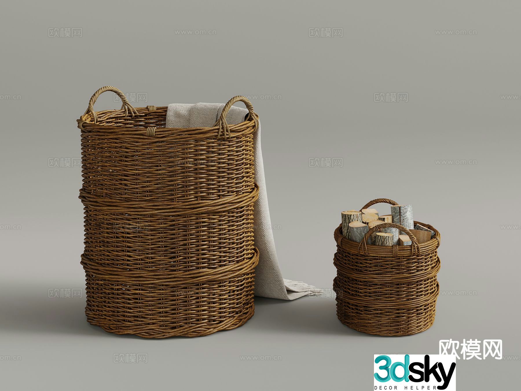 Modern woven basket storage basket storage box 3d model
