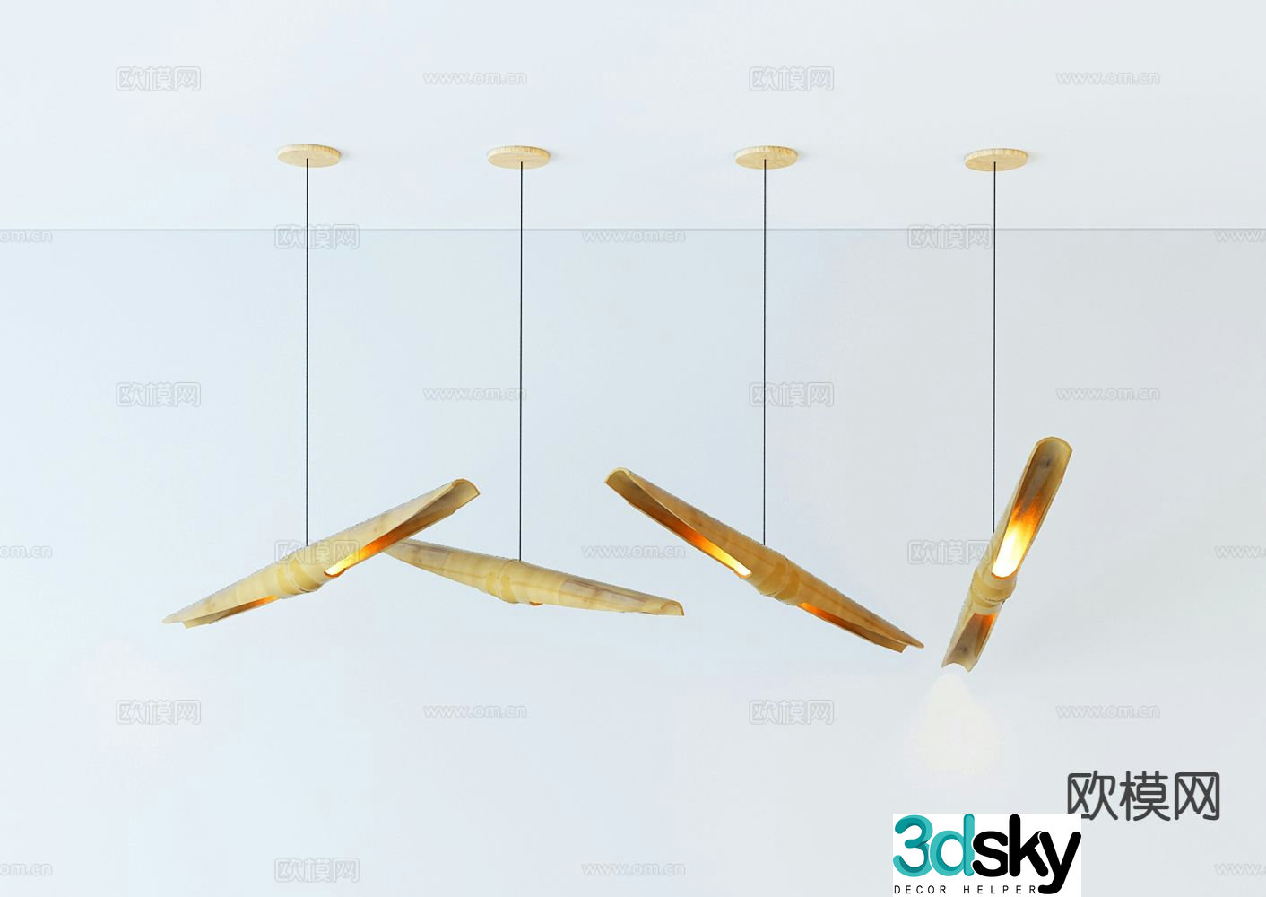 Chinese bamboo chandelier pillar chandelier modern chandelier 3d model