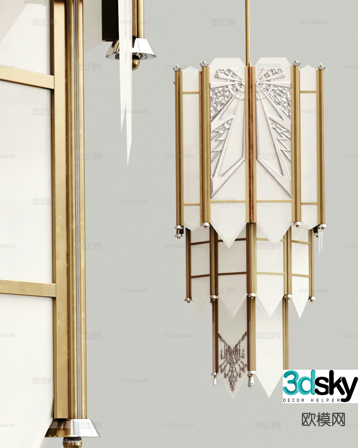 Modern metal chandelier 3d model