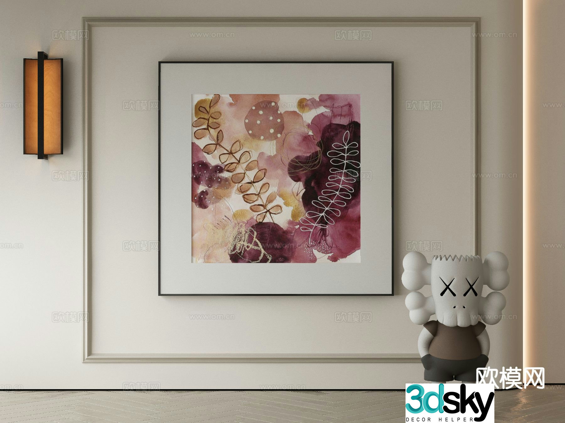 Modern decorative painting watercolor 3d model
